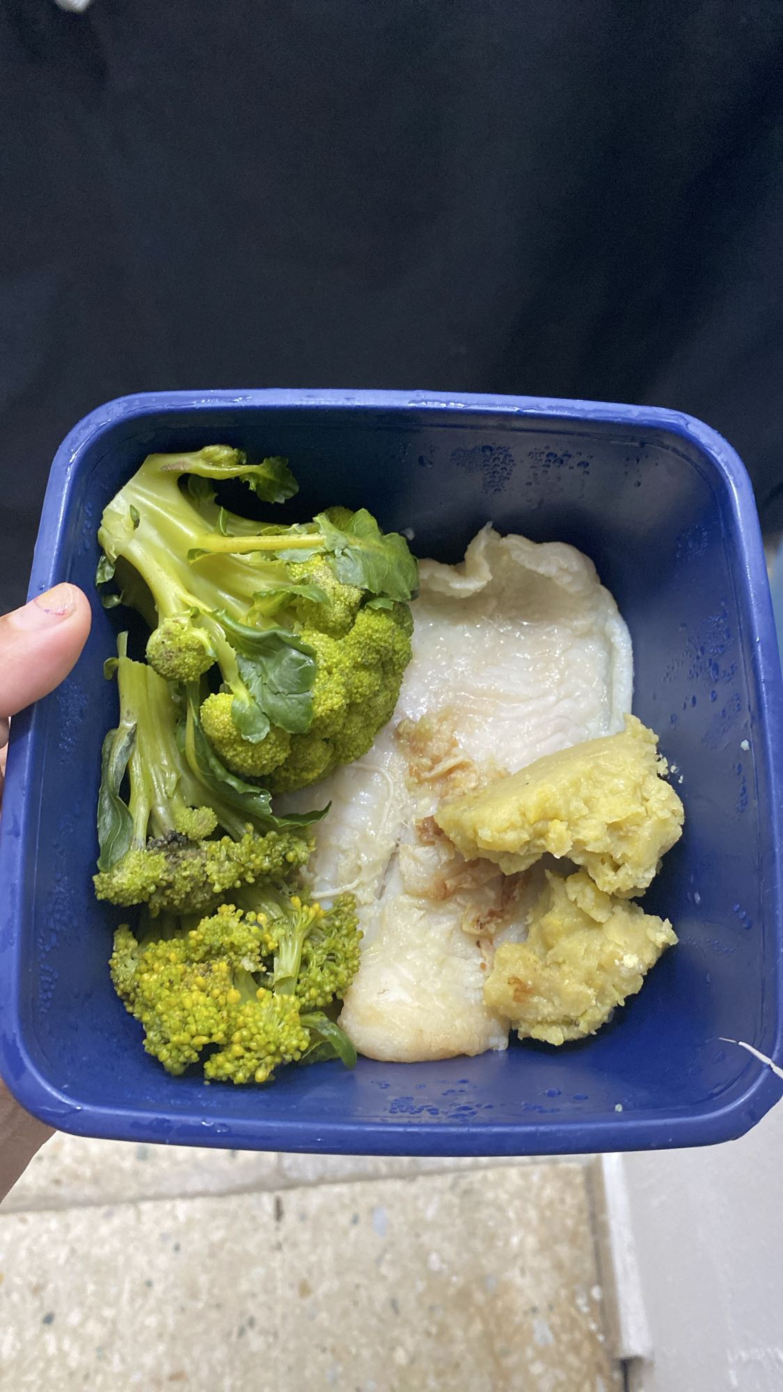 Pescado con brócoli y yuca