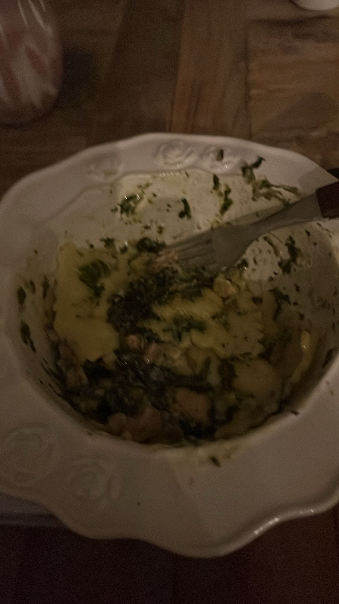 ravioli met spinazie en kip