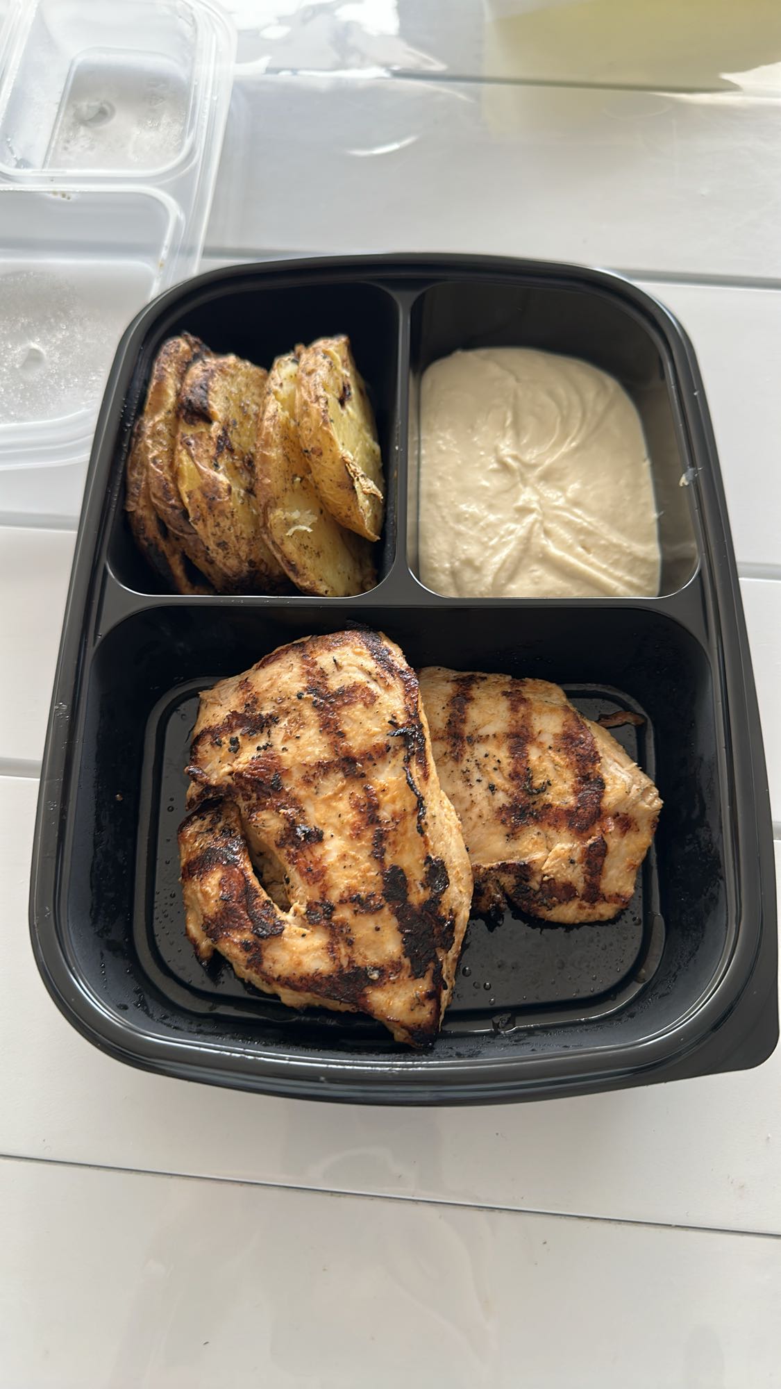 Grilled Chicken with Potatoes & Hummus