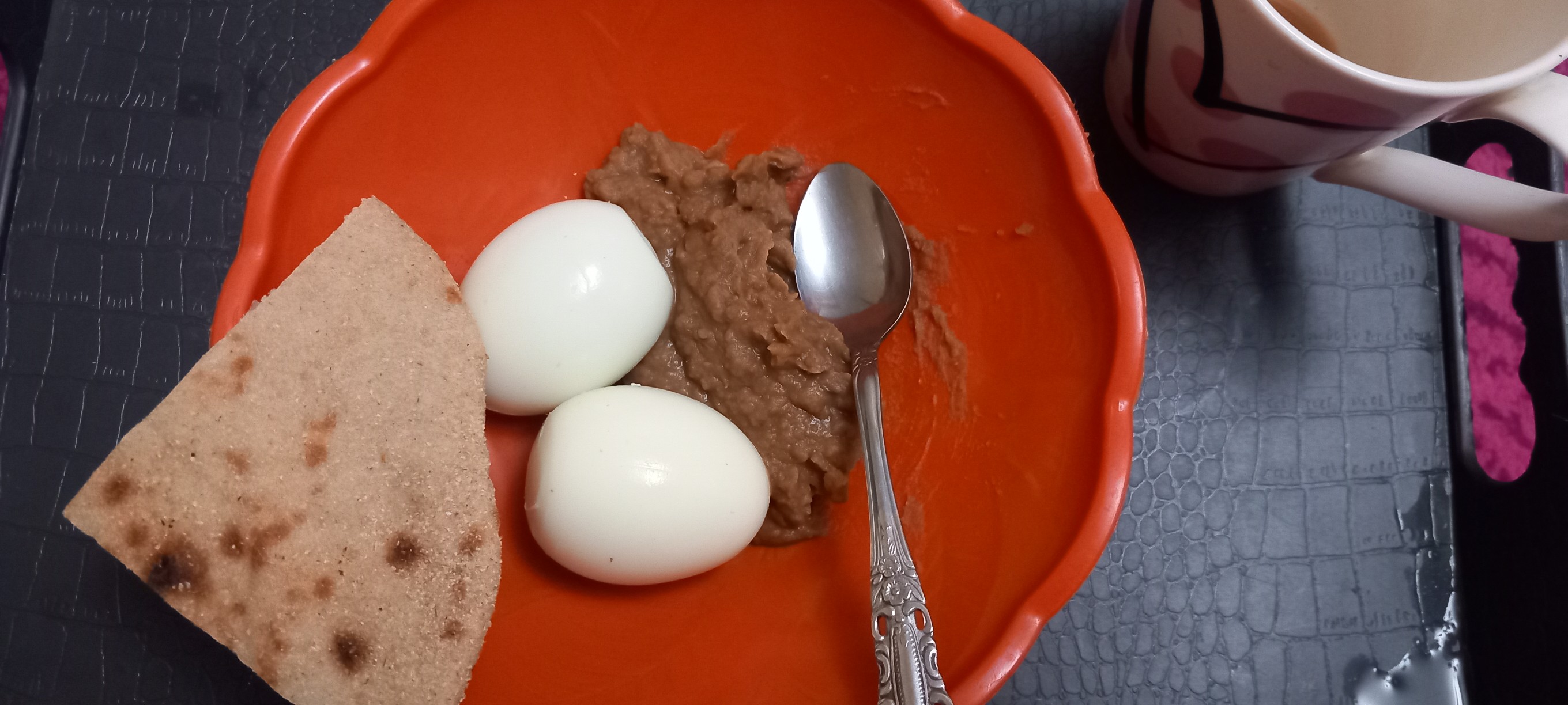 Eggs with beans & chapati