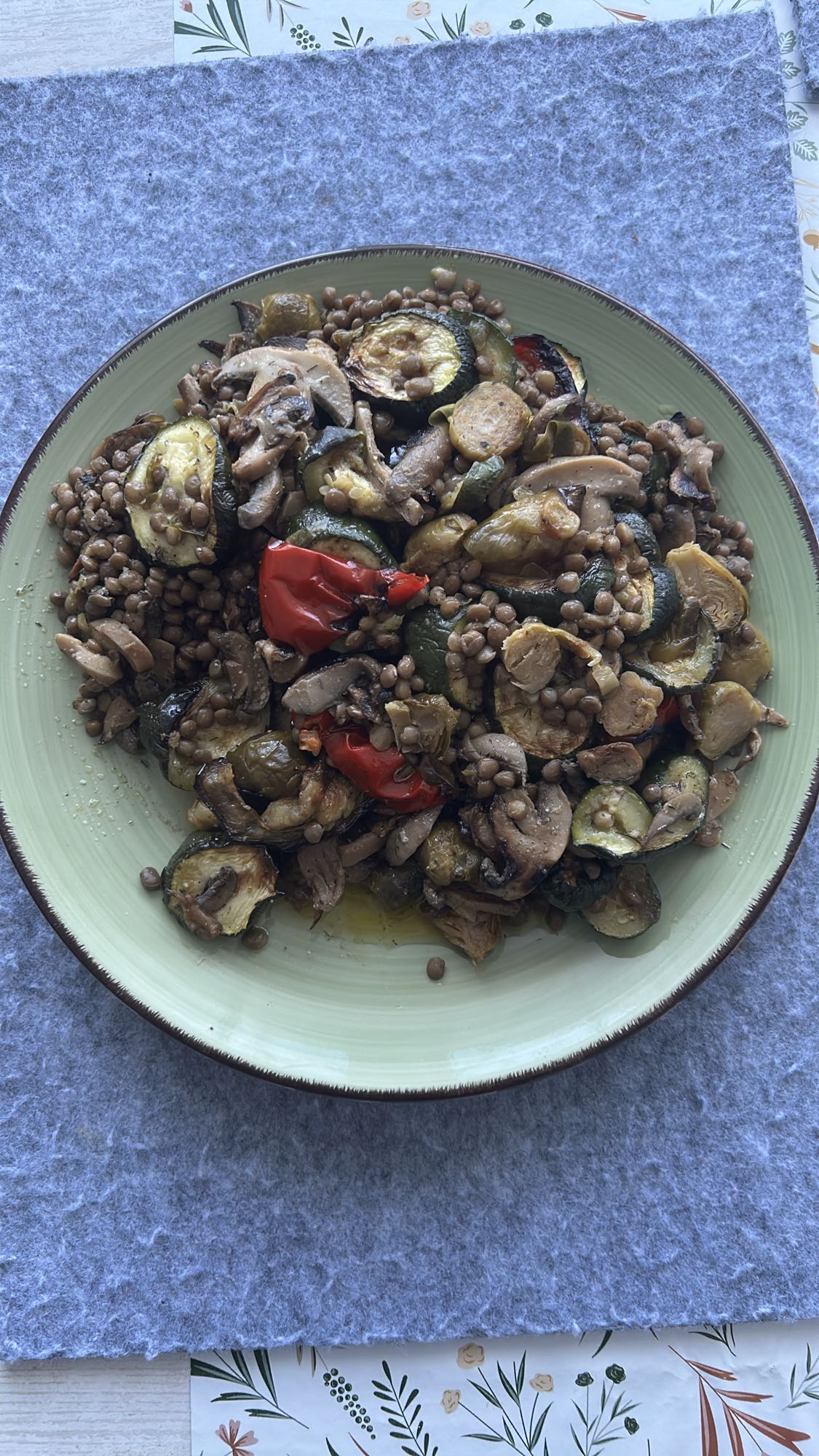 lentejas con verduras asadas