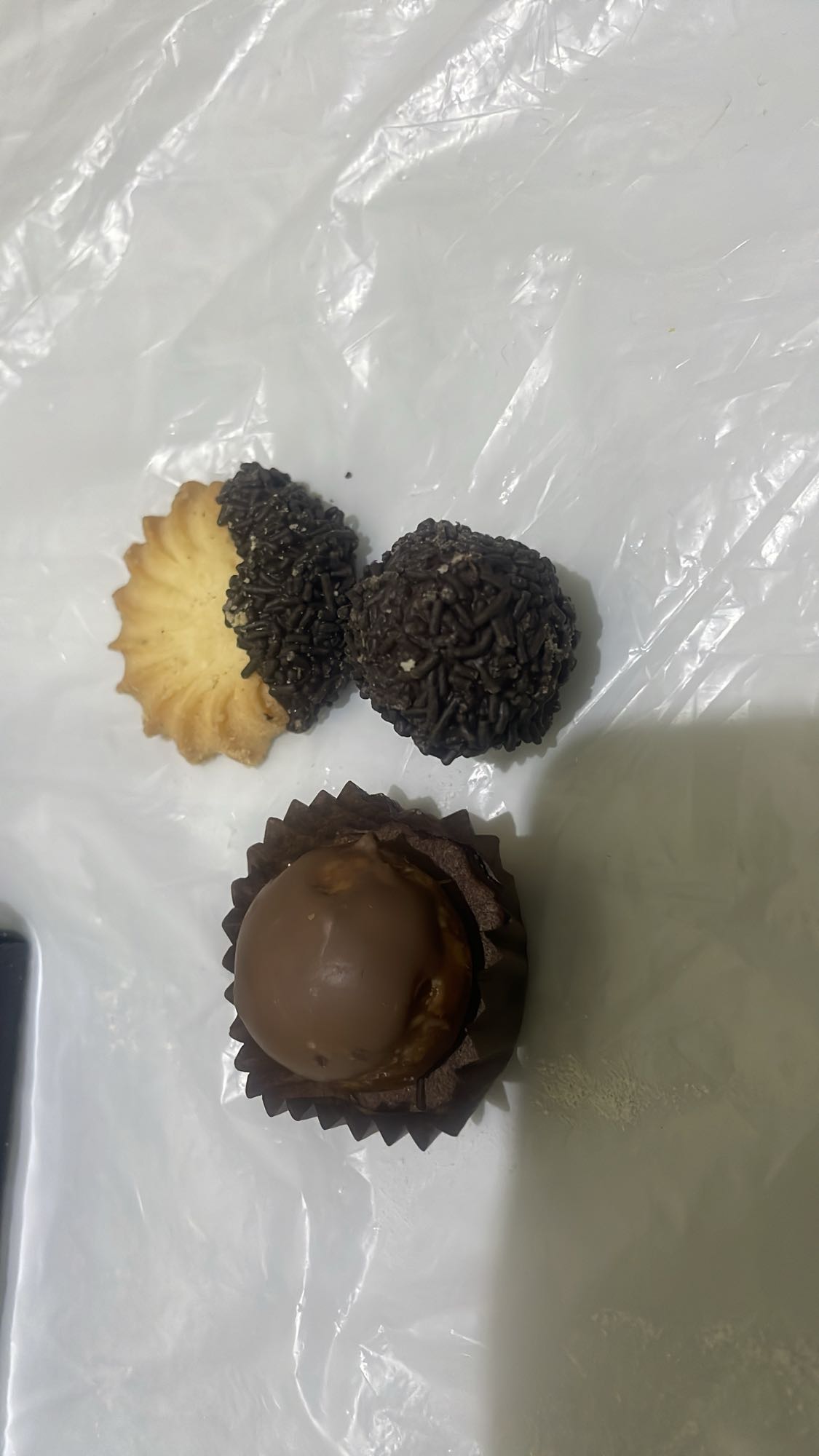 Chocolate treats and cookie