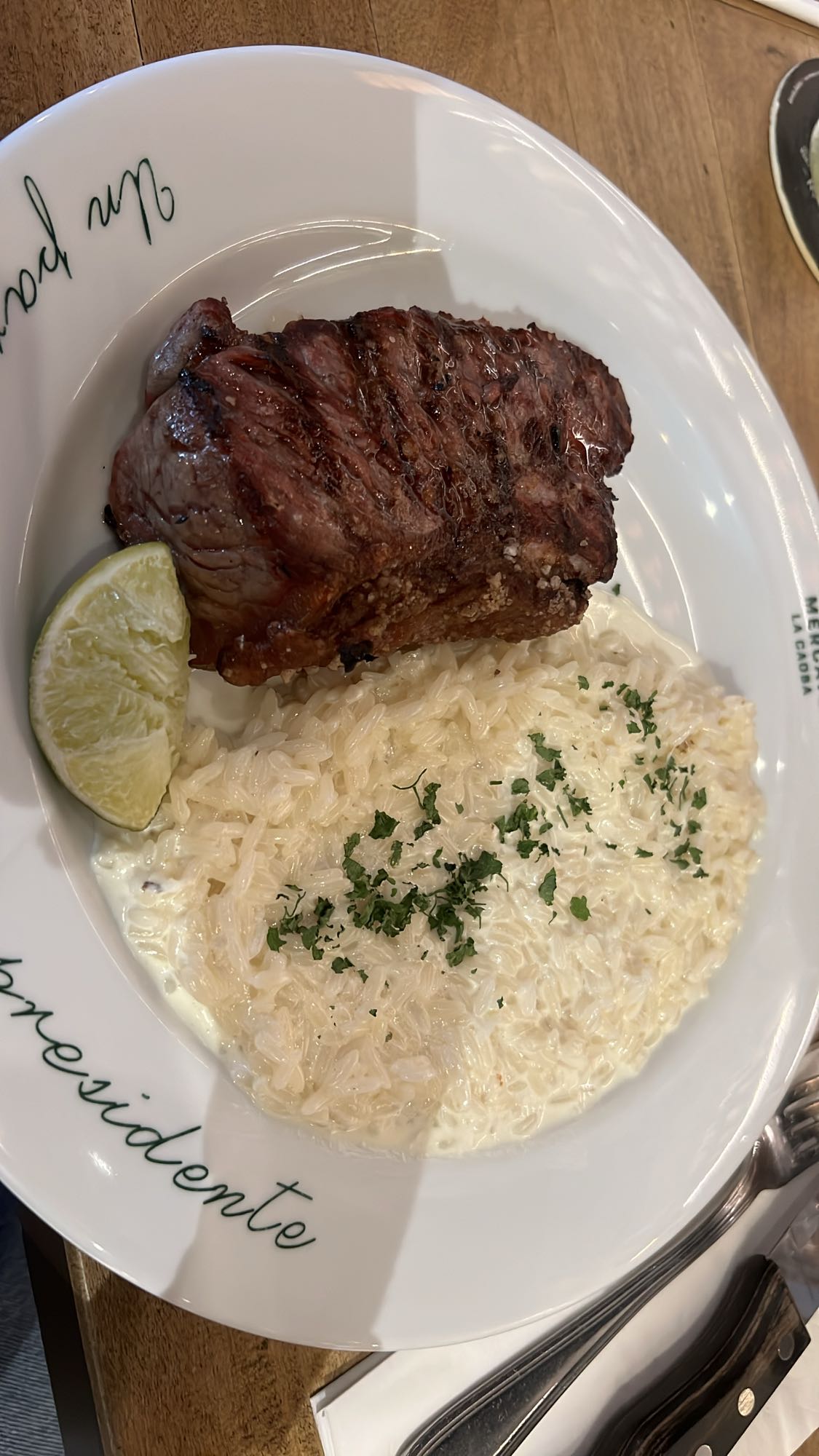 Steak with creamy rice