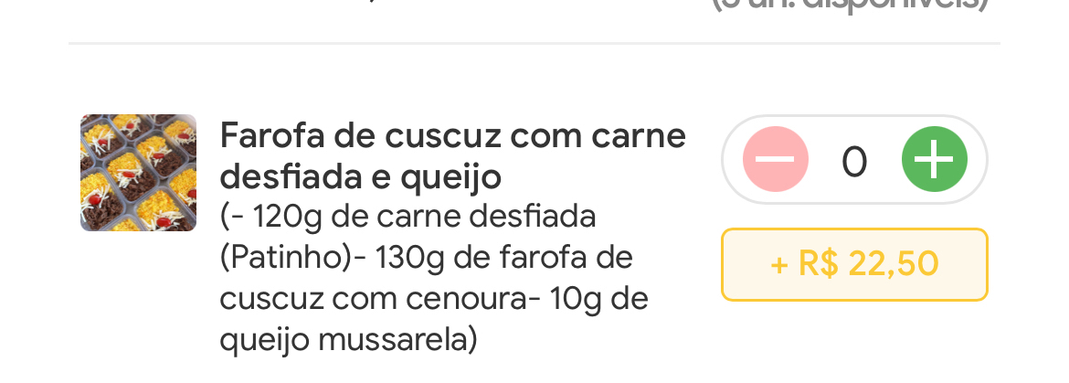 Farofa cuscuz e carne