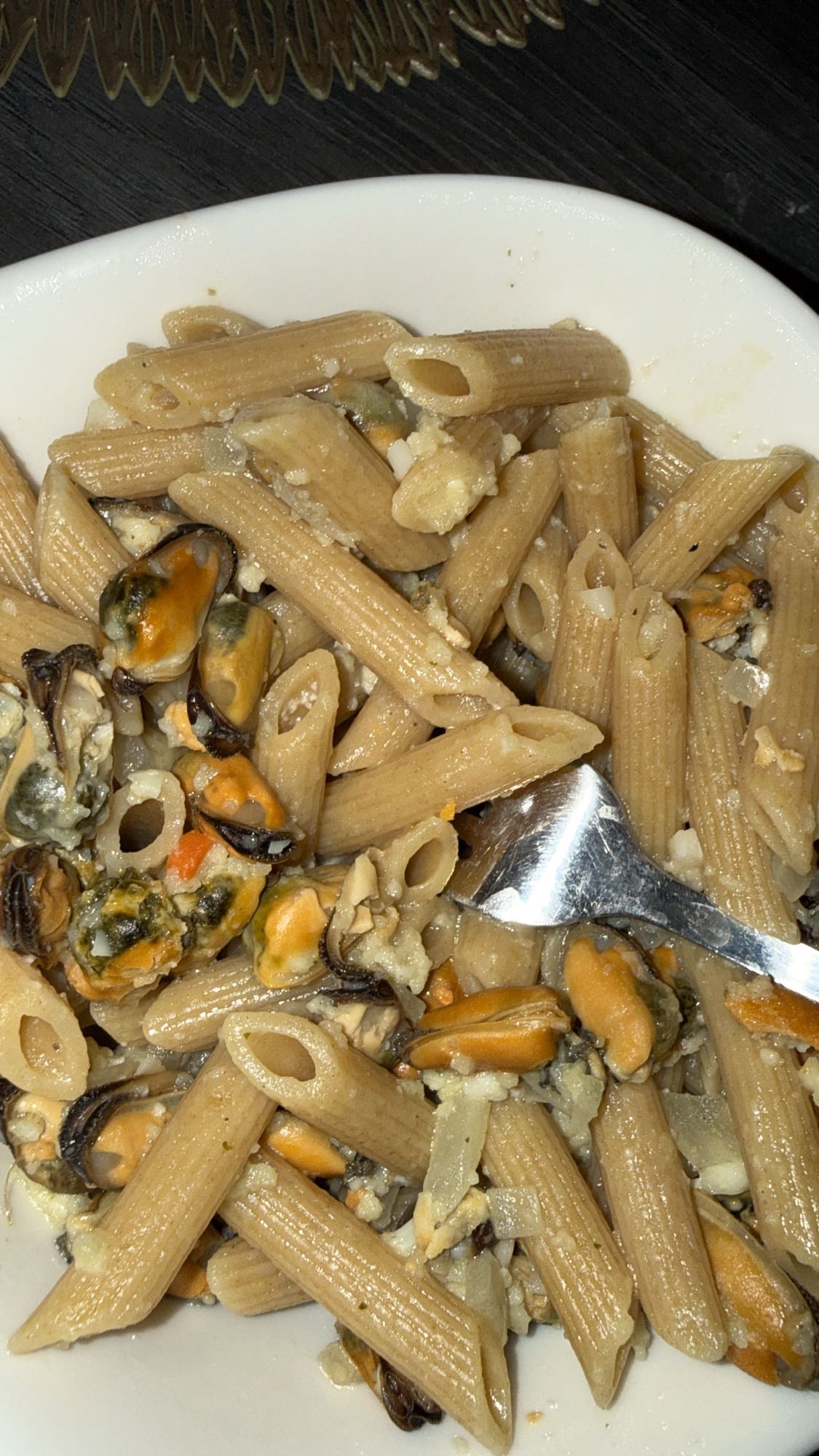 Pâtes complètes aux moules