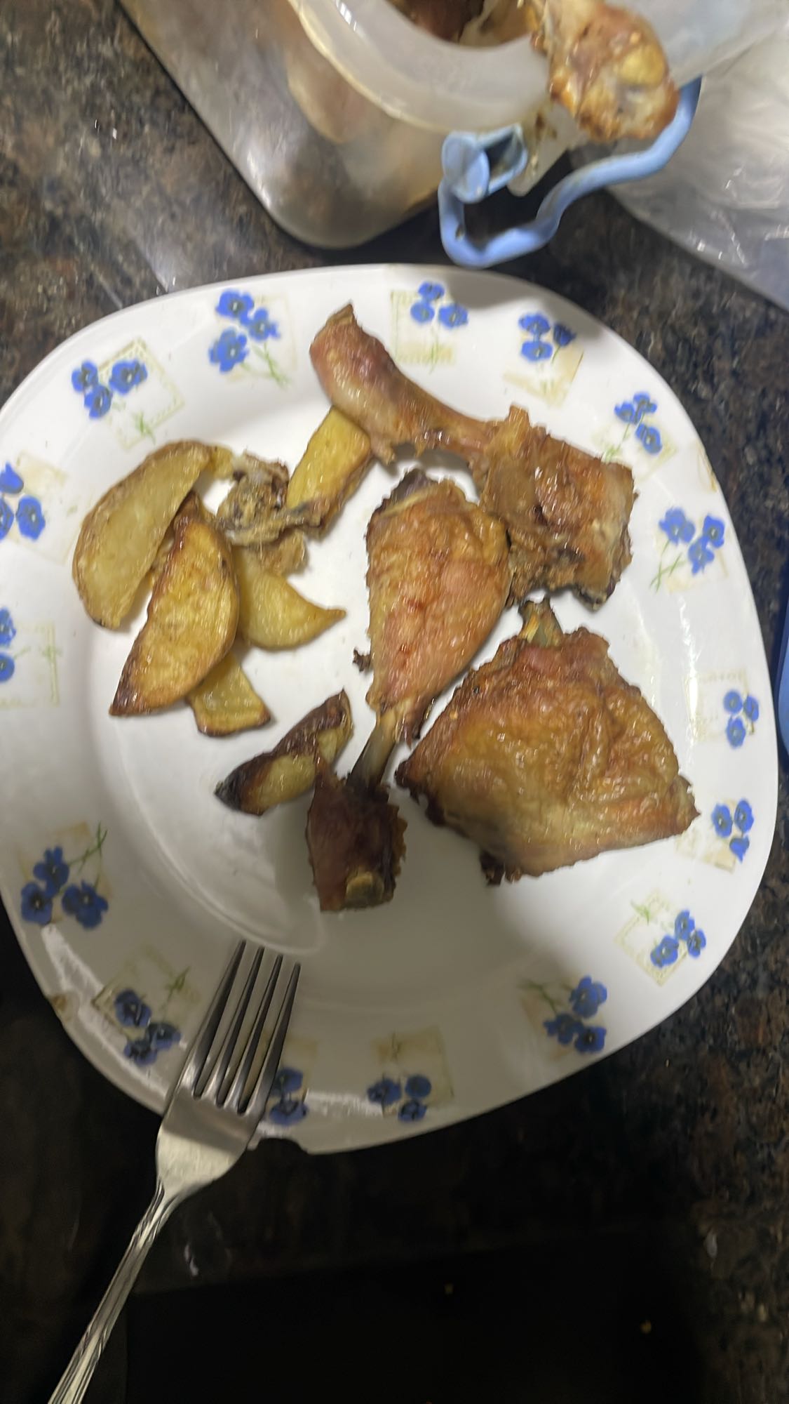 Roast chicken and potatoes
