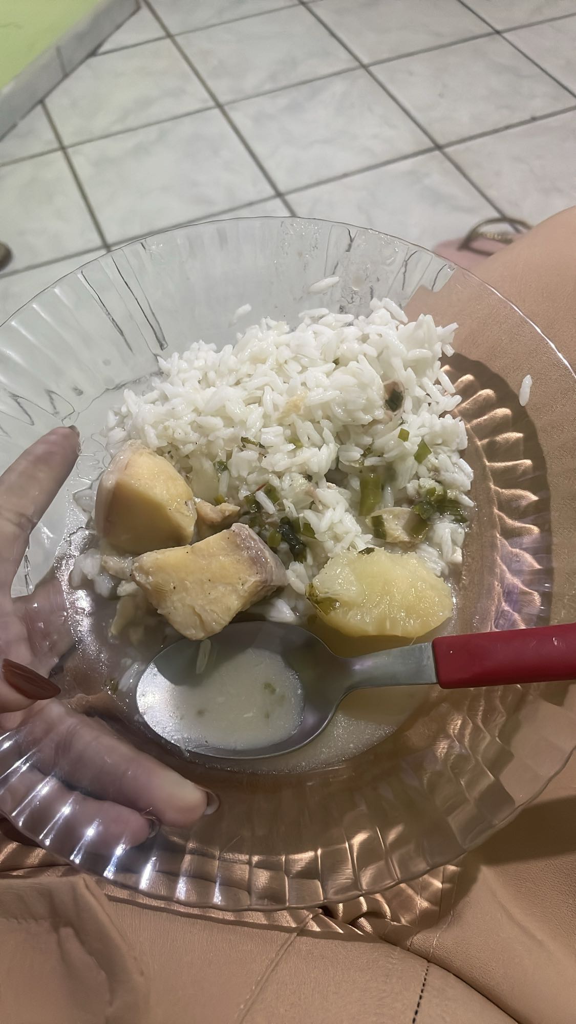 Arroz com frango e batata