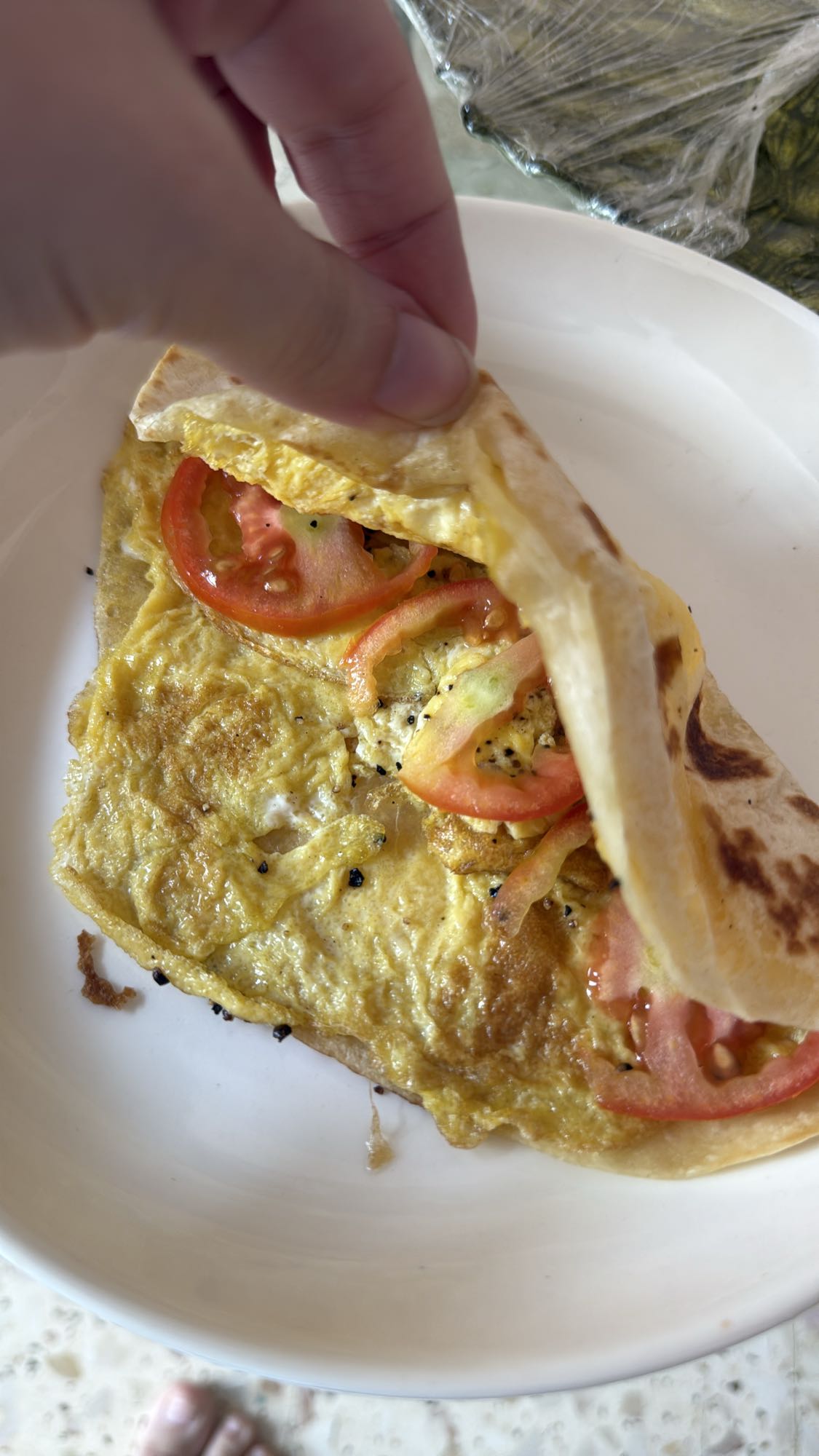 Egg Tomato Flatbread Wrap