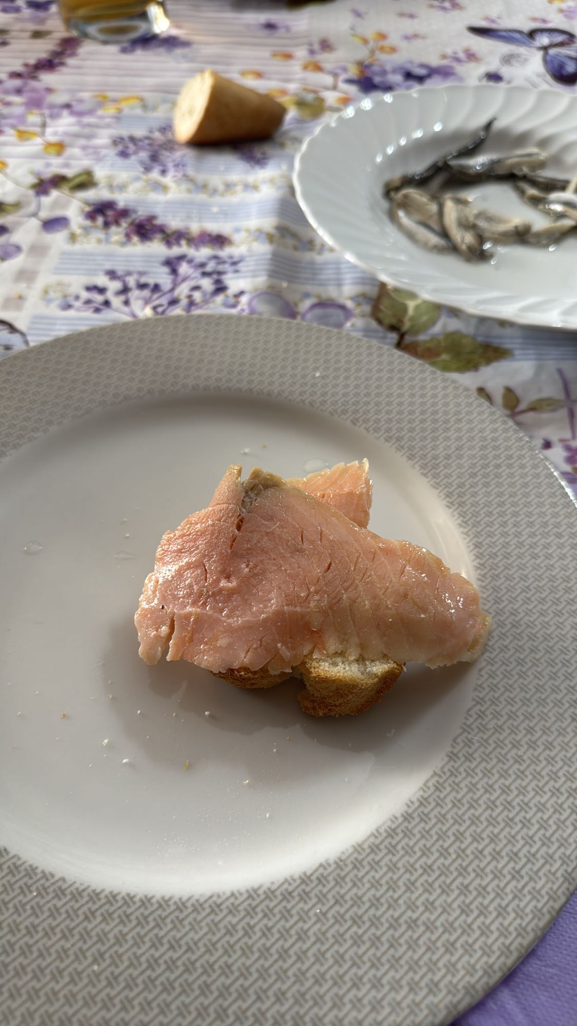 Somon ve ekmek dilimi