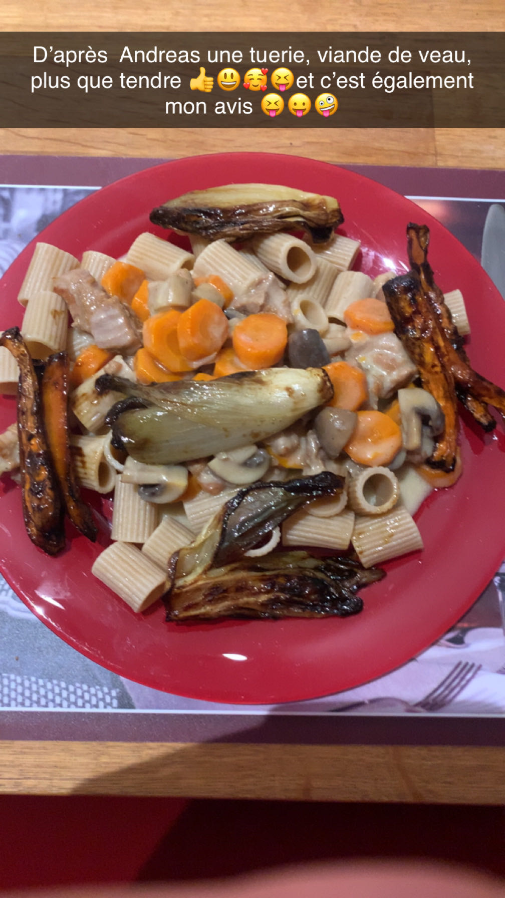 Pâtes au veau et légumes