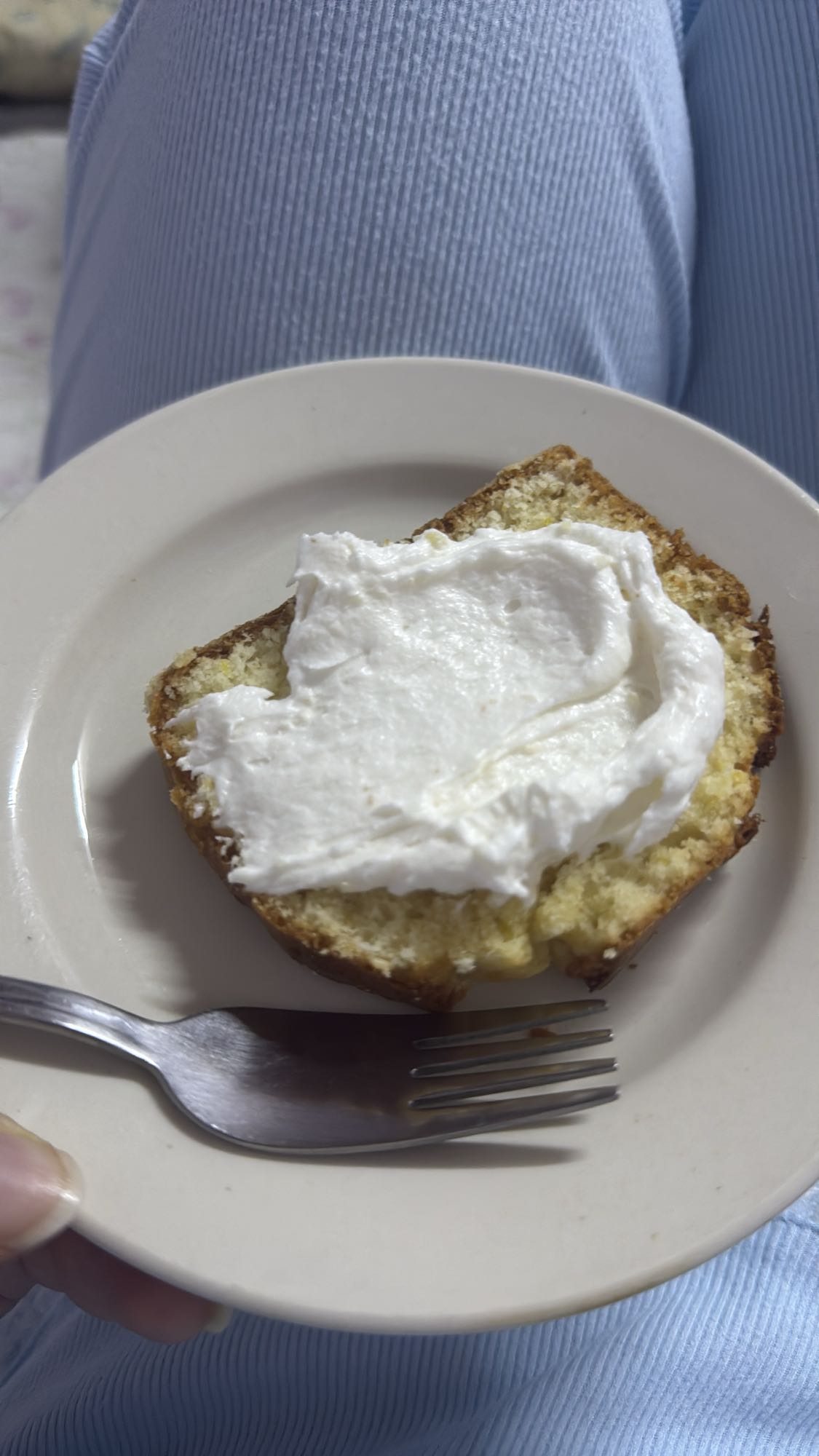 Frosted pound cake slice