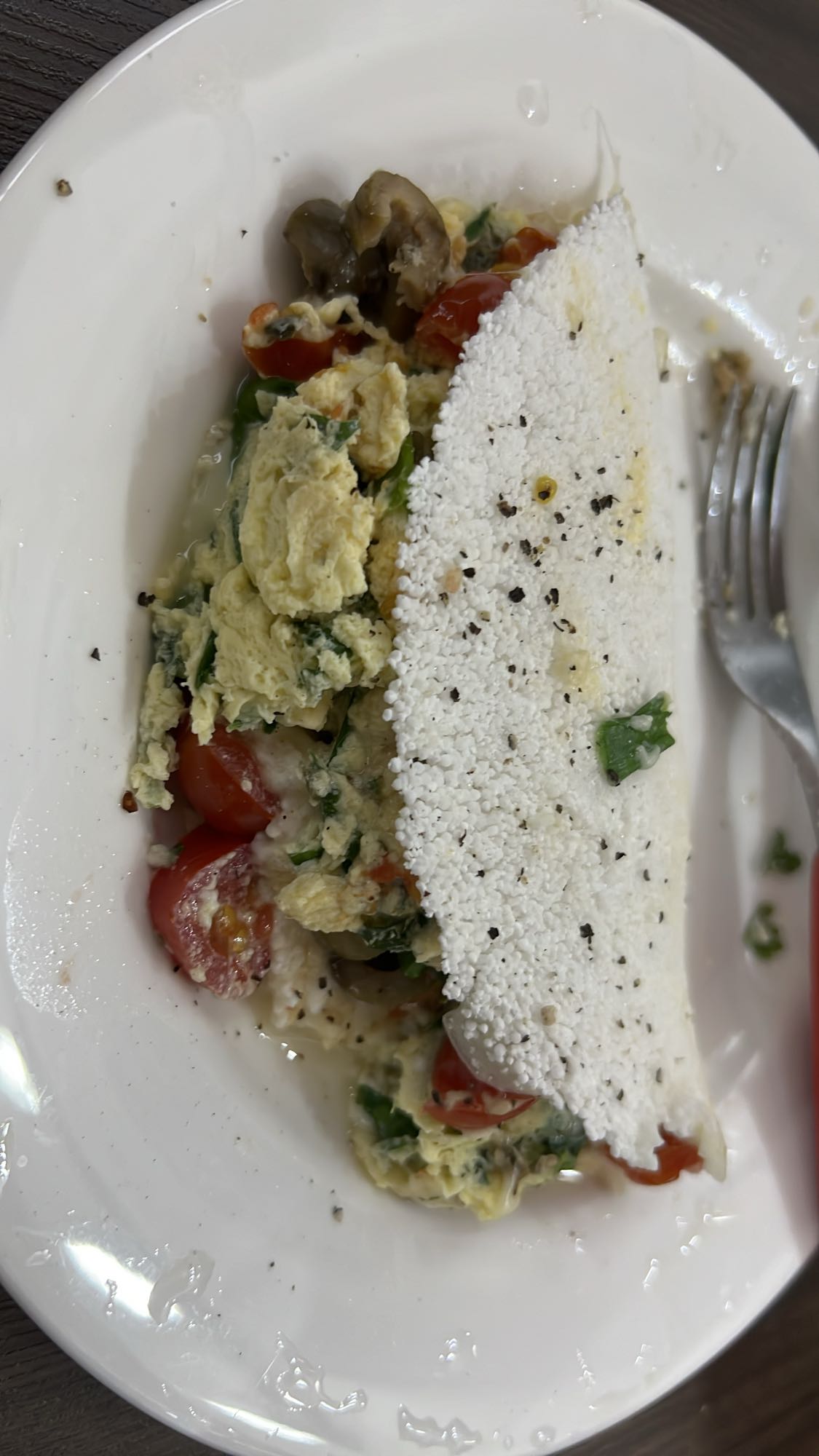 Tapioca with eggs and veggies