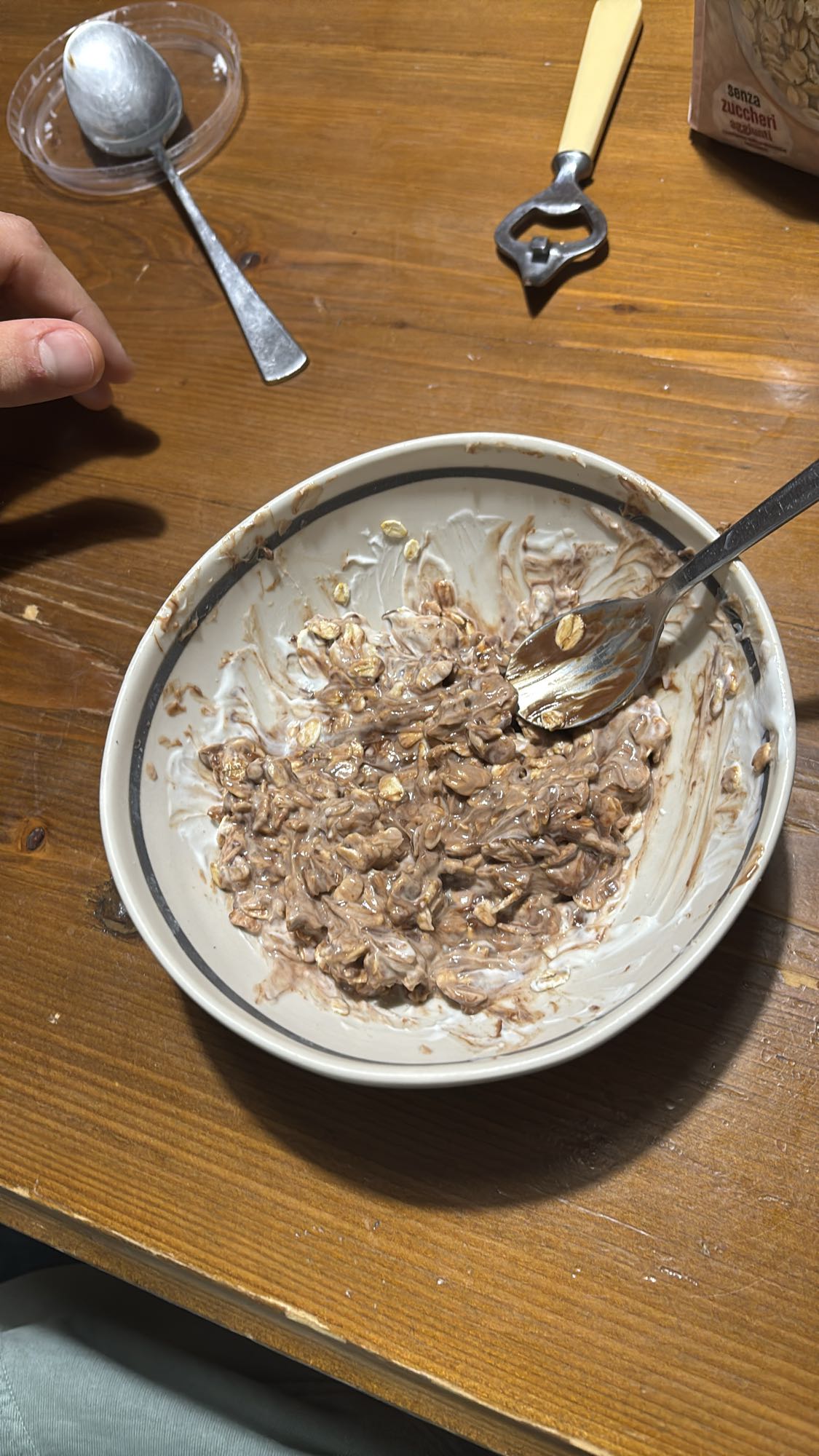 avena con yogur y Nutella