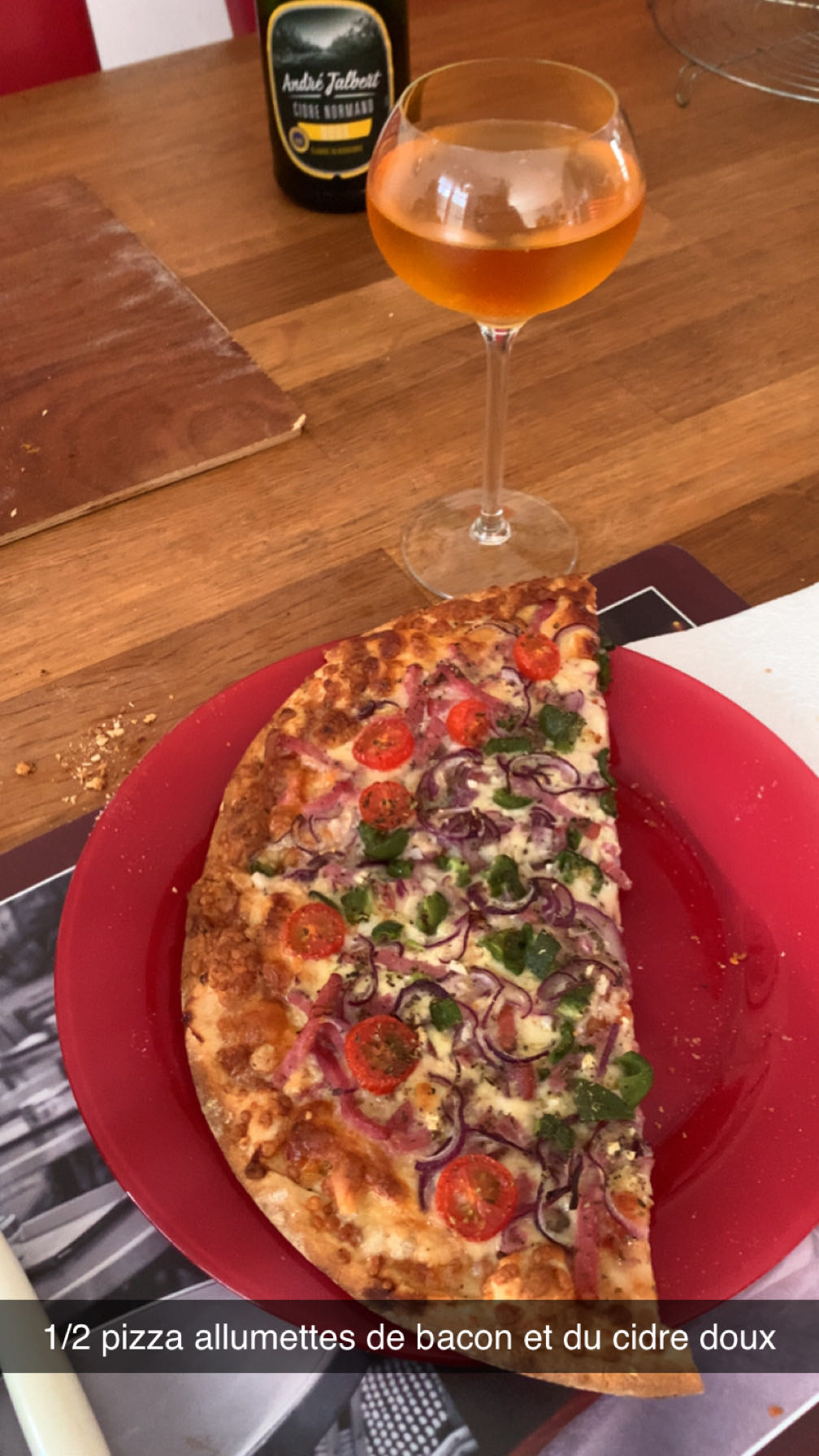 Pizza bacon et cidre