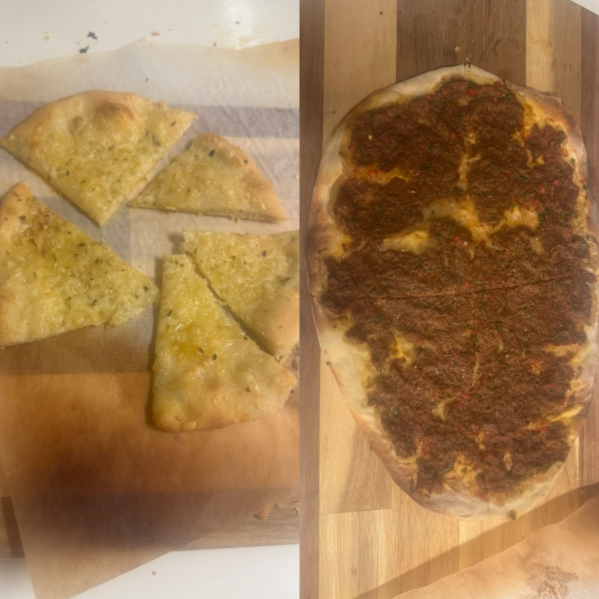 Lahmacun och vitlöksbröd