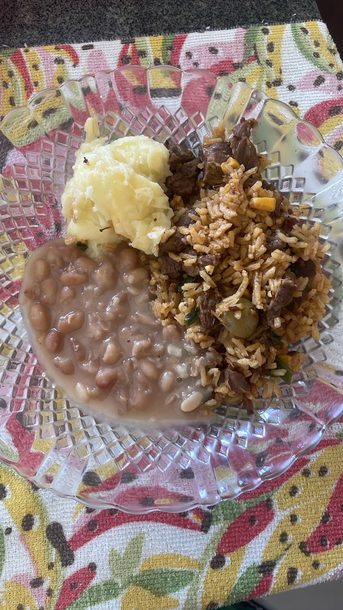 Arroz, feijão e purê
