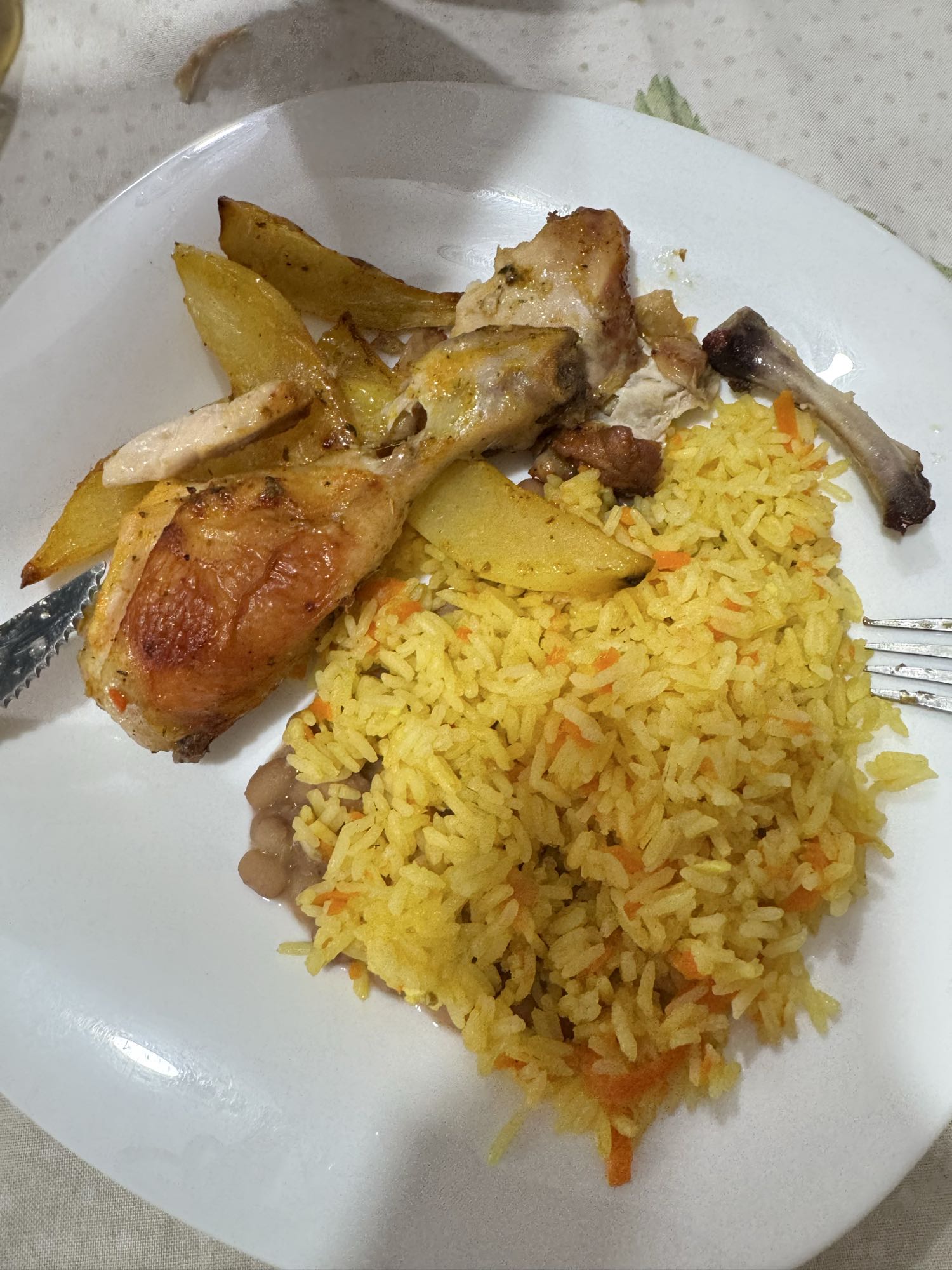 Frango assado com arroz