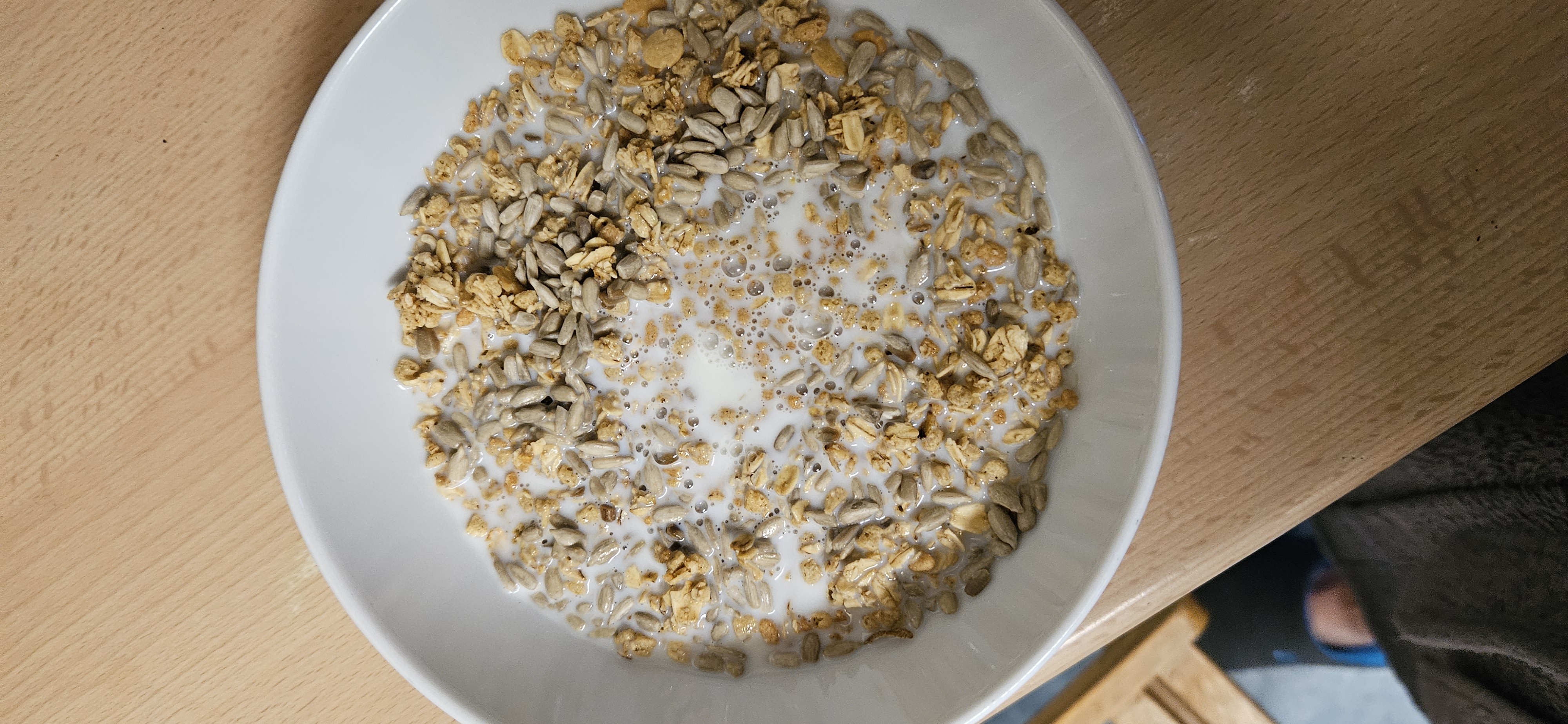 Granola with milk and seeds