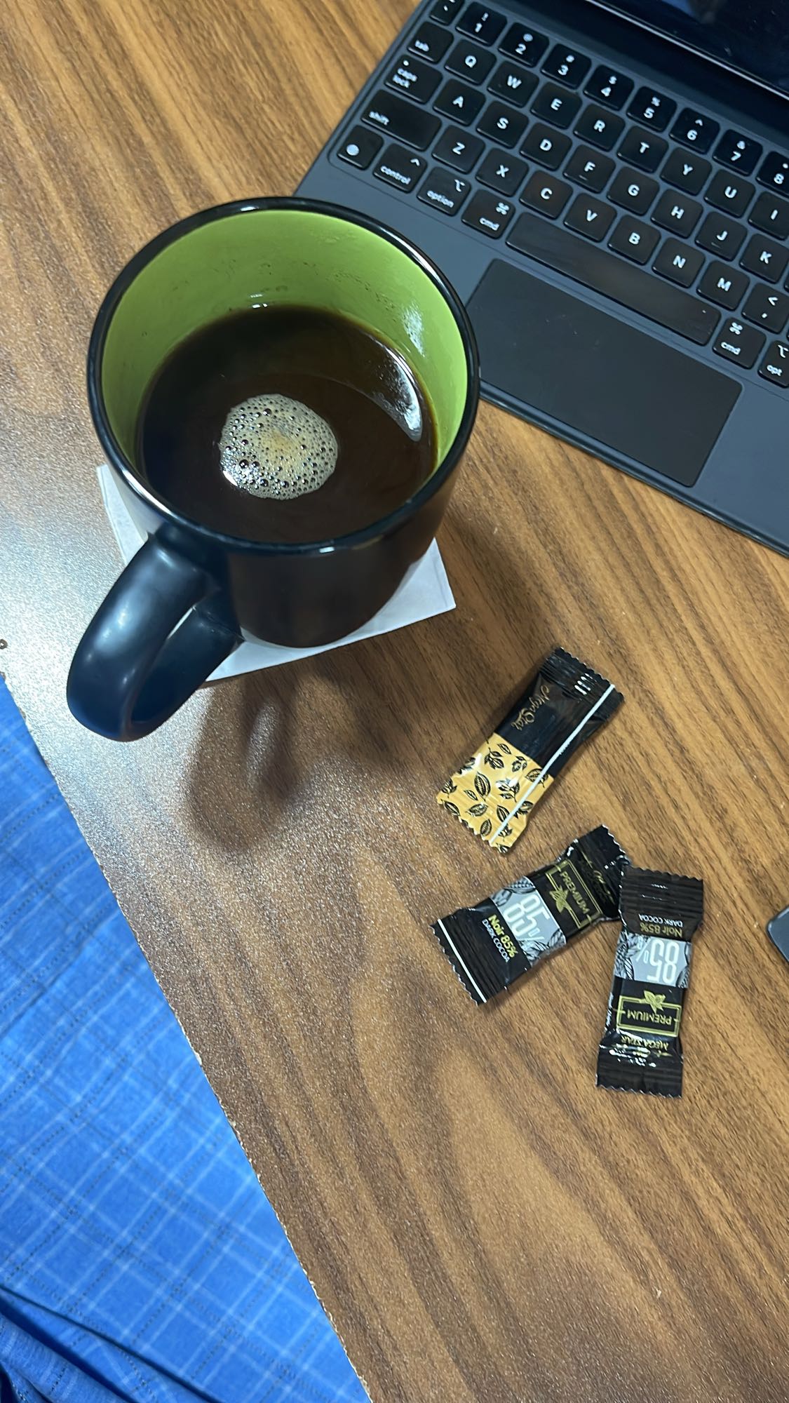 Black coffee and dark chocolate