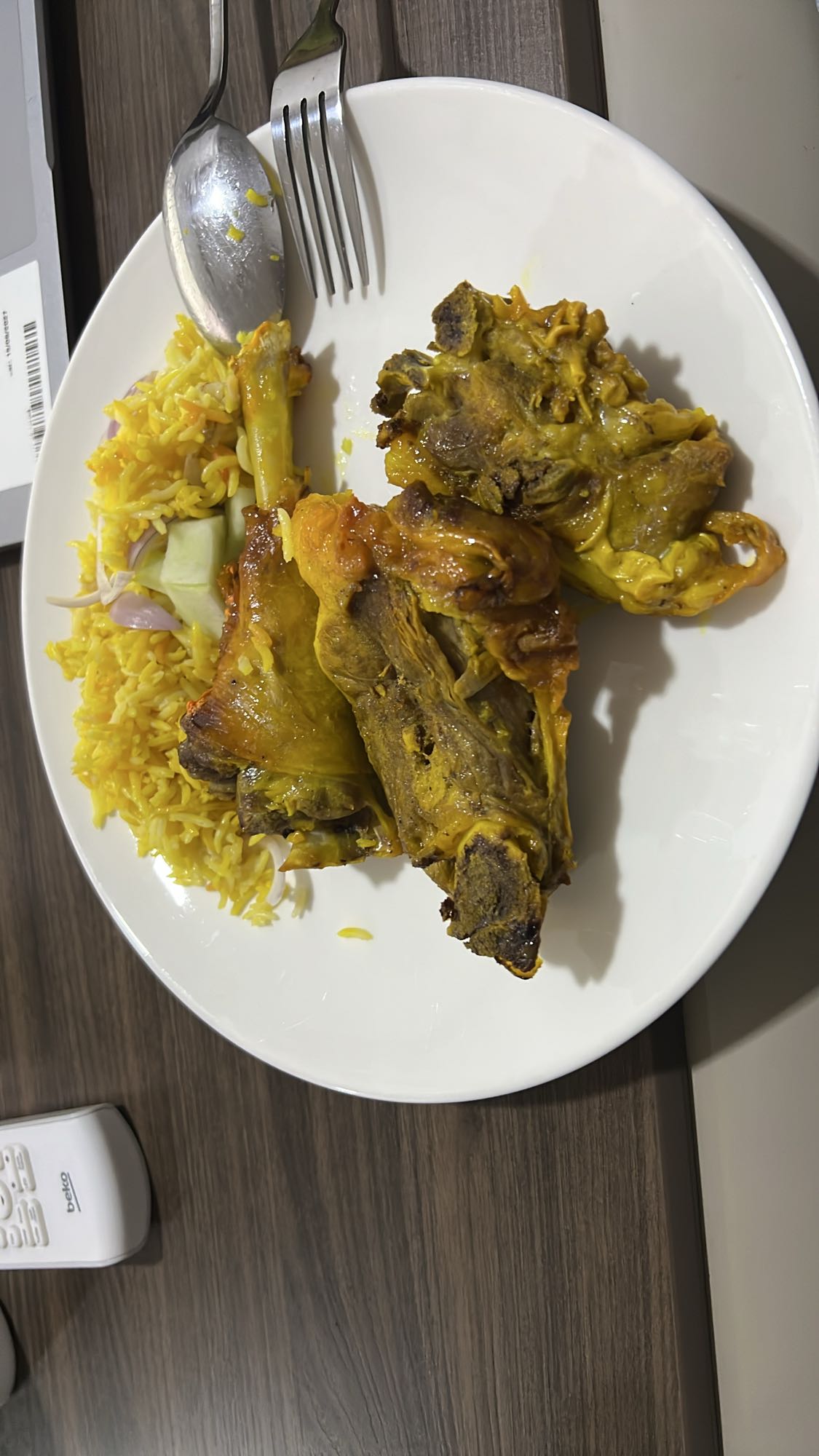 Lamb with rice and salad