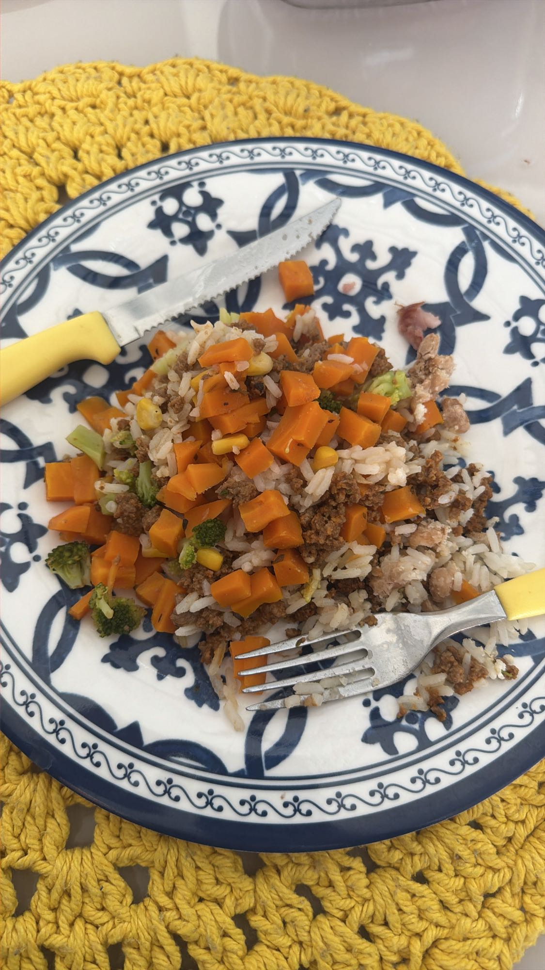 Arroz com carne e legumes