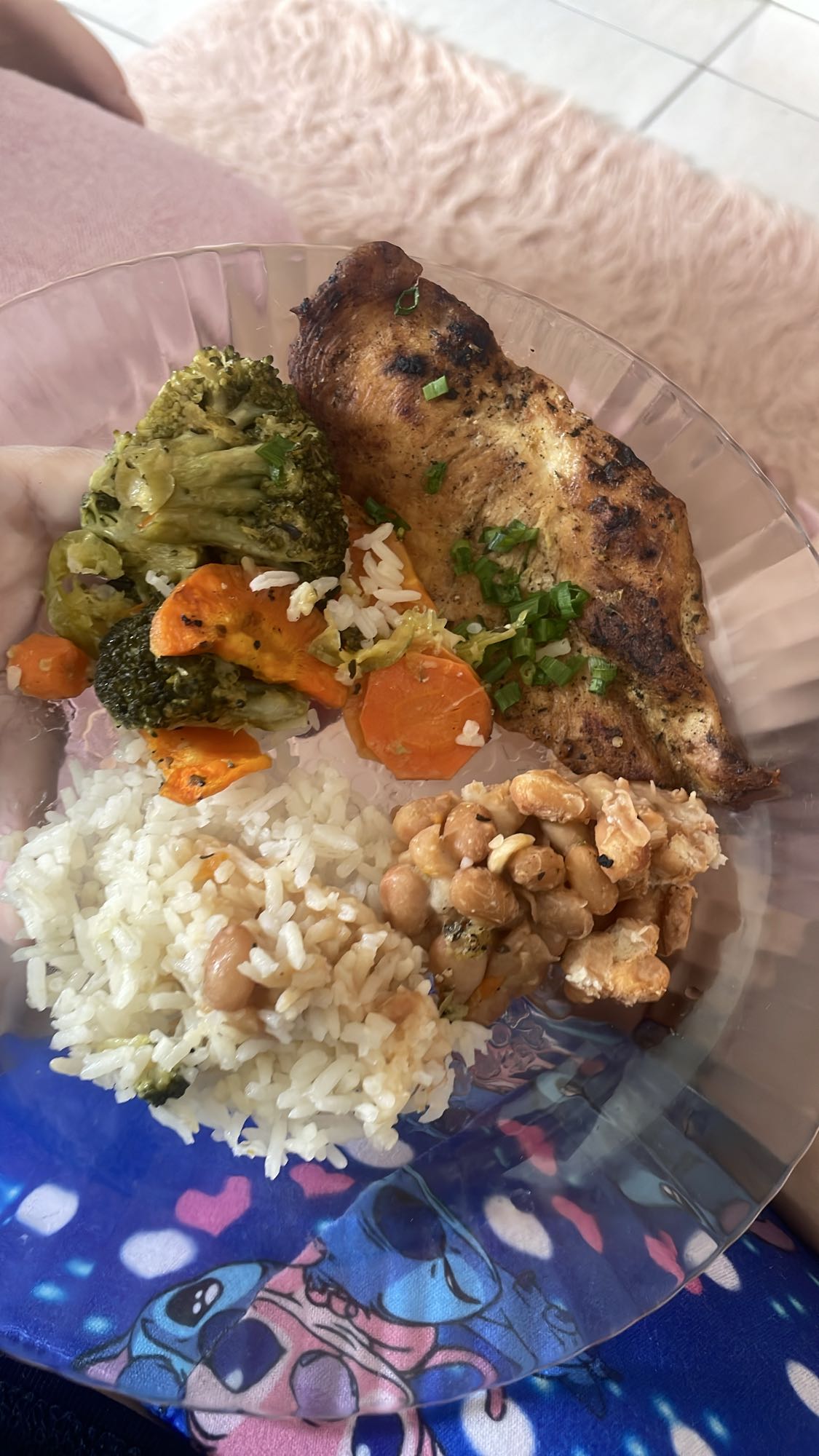 Frango com arroz e legumes