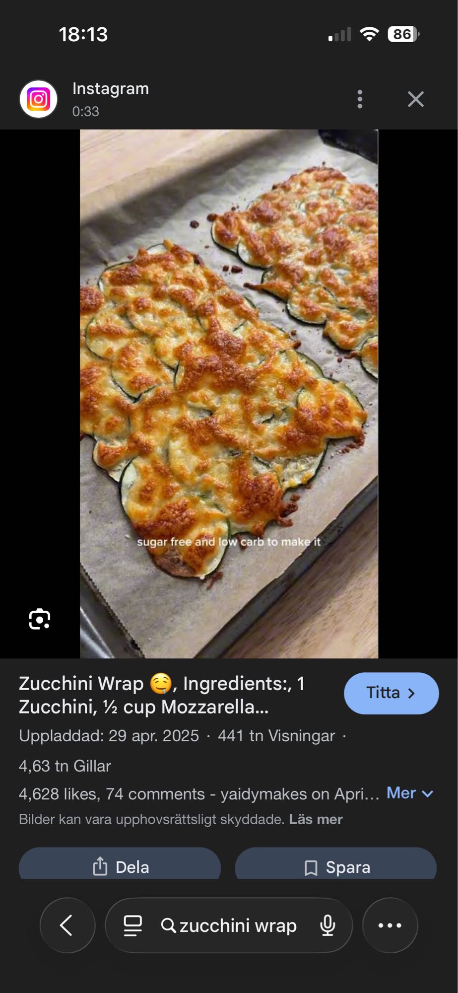 Zucchiniwrap med ost