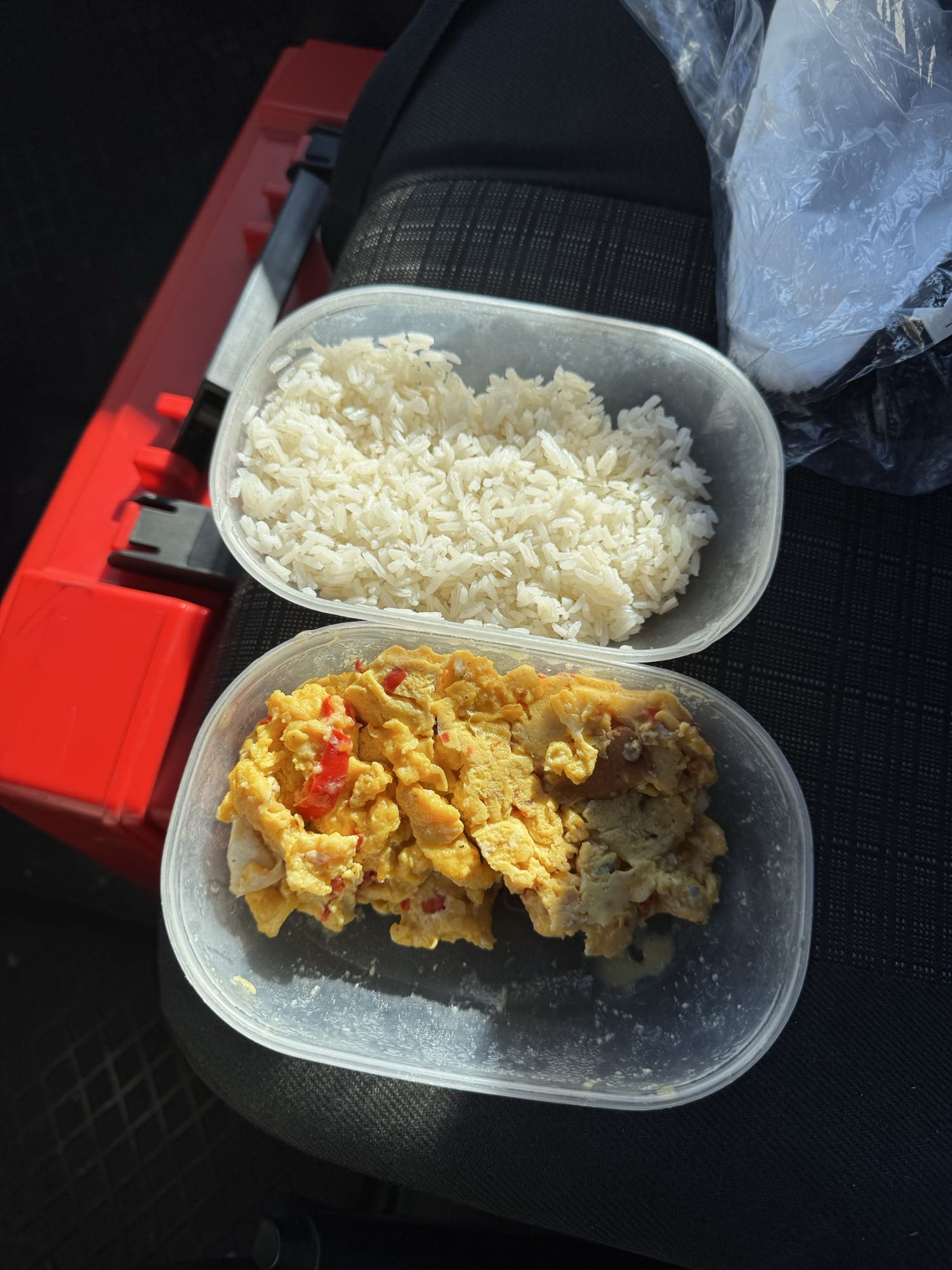 Nasi putih dan telur dadar