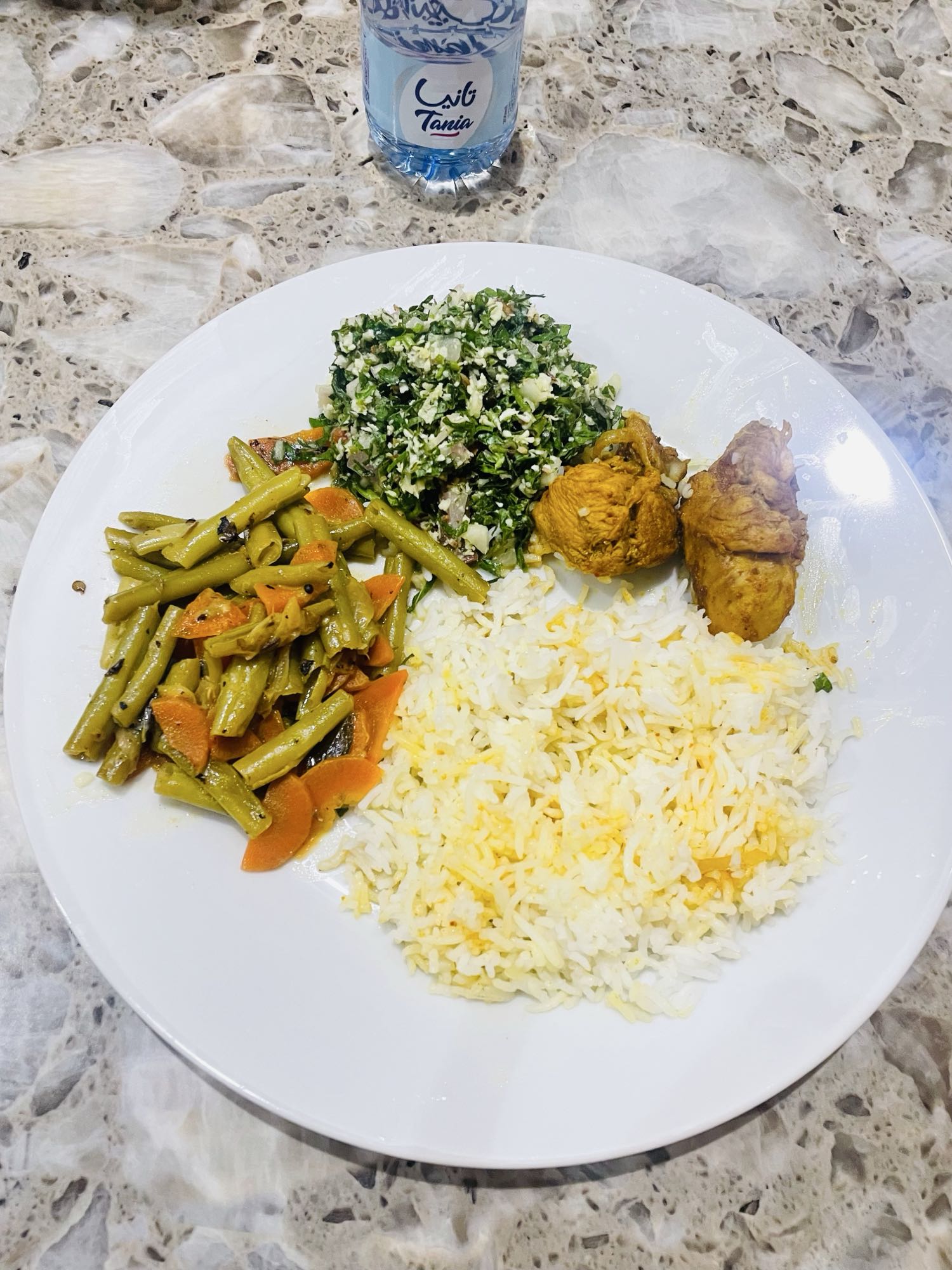 Chicken rice with tabbouleh