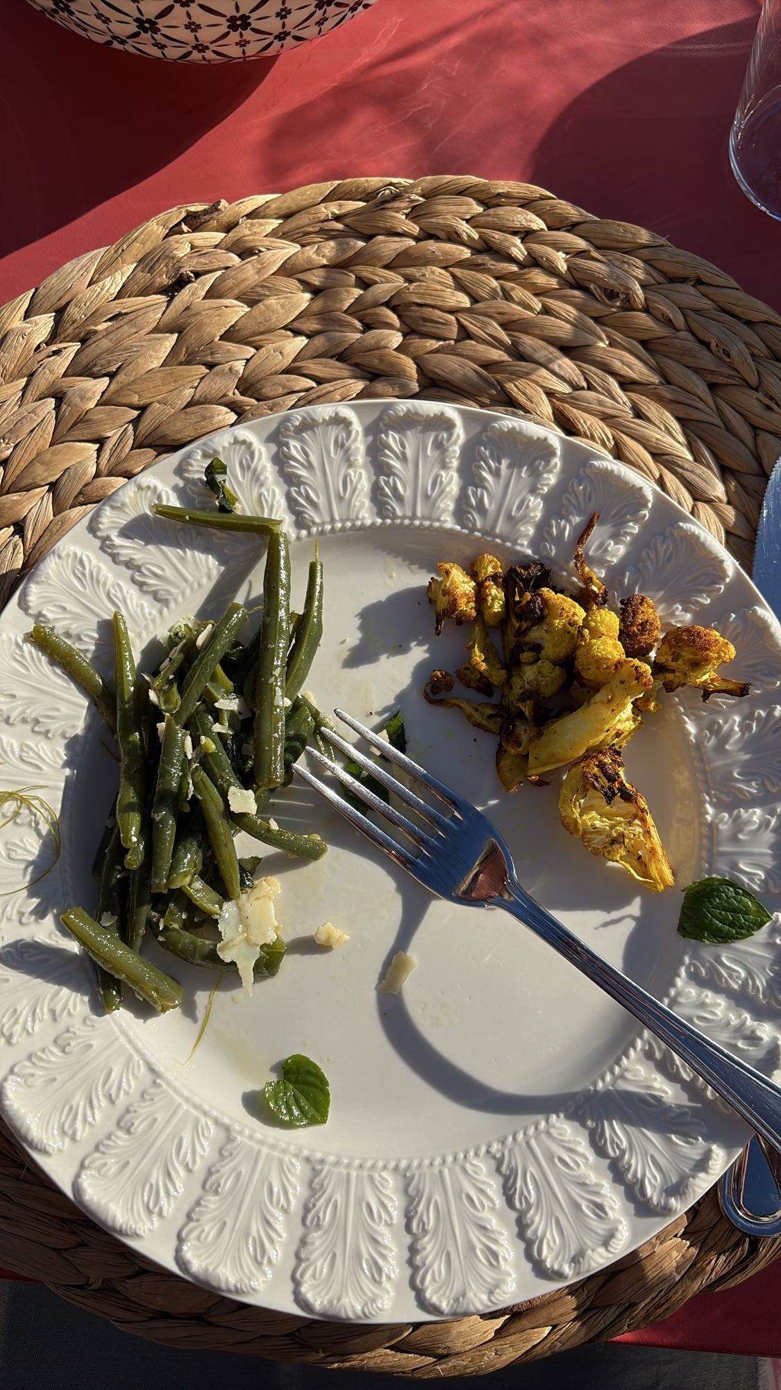 Green beans and roasted cauliflower
