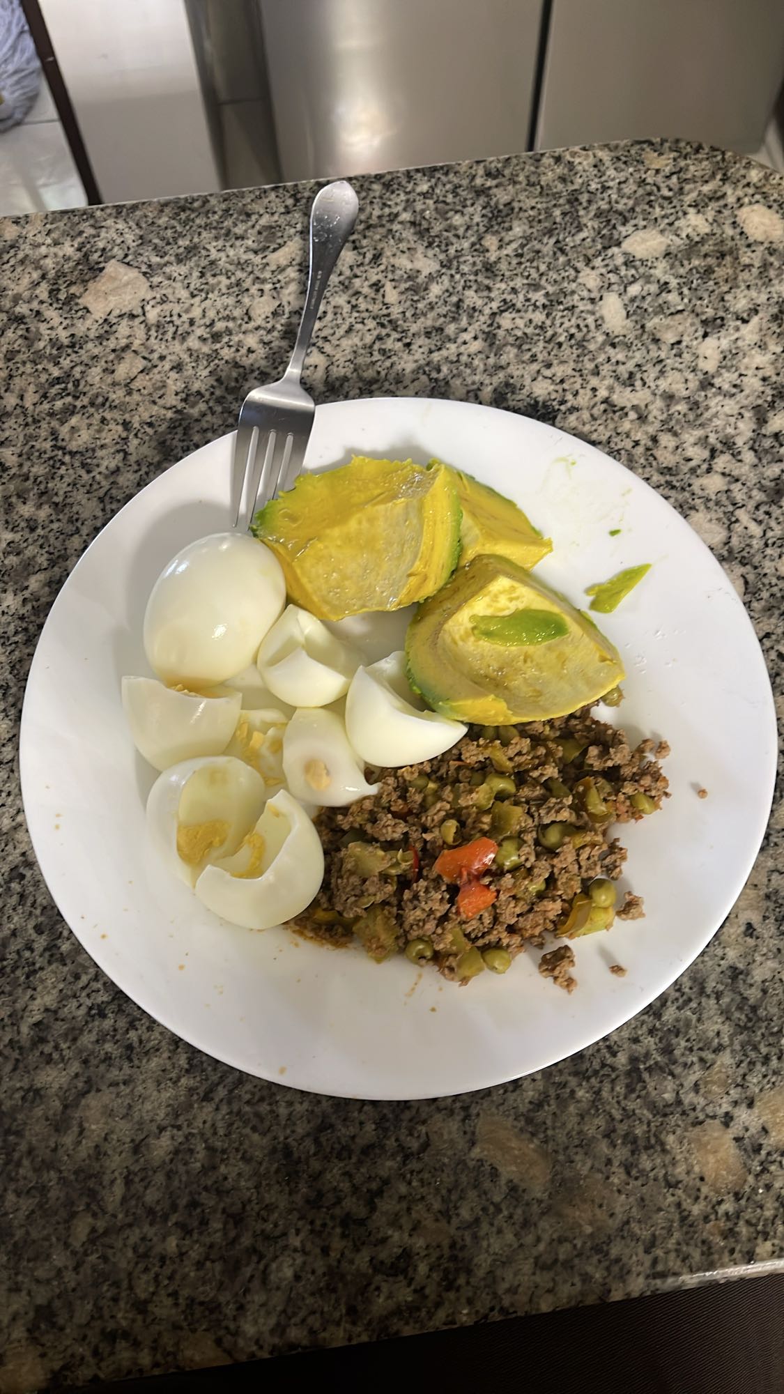 huevo con carne y calabaza