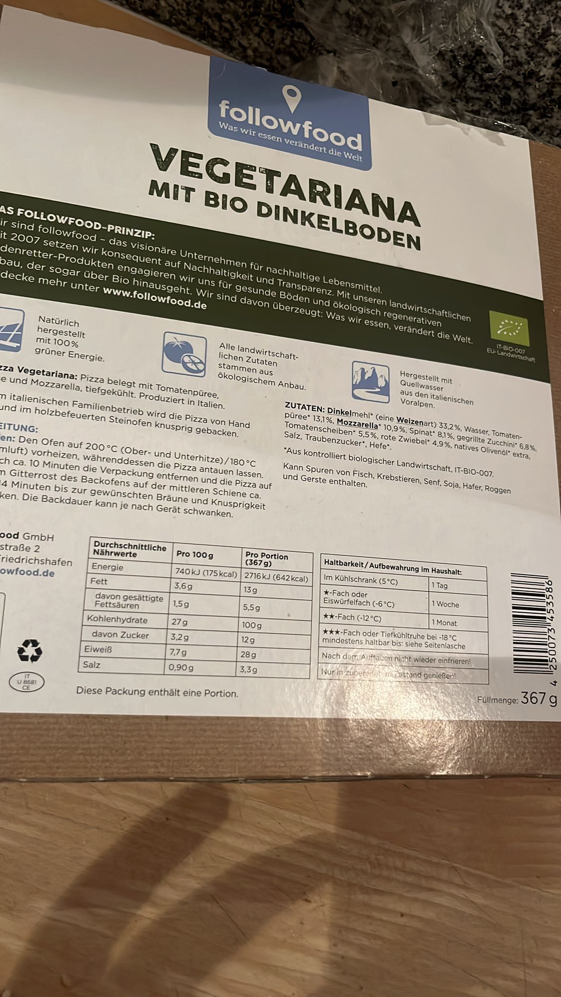 Vegetariana Bio Dinkelboden