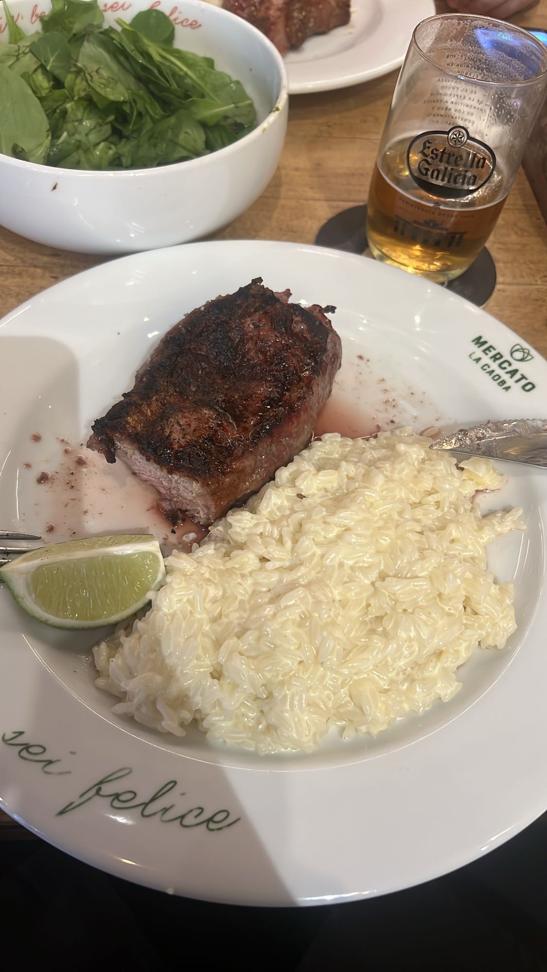Steak with creamy rice