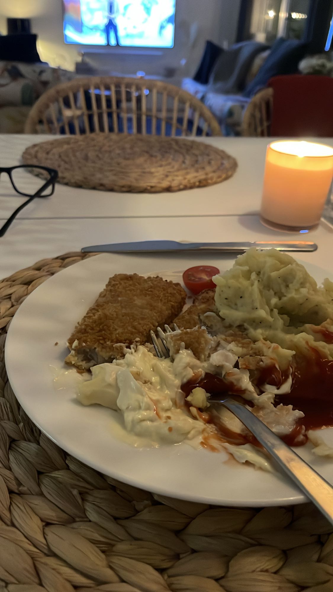 Fiskpanett, mos och sås