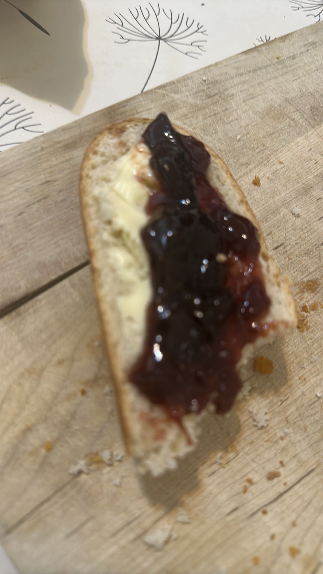 Jam and butter bread
