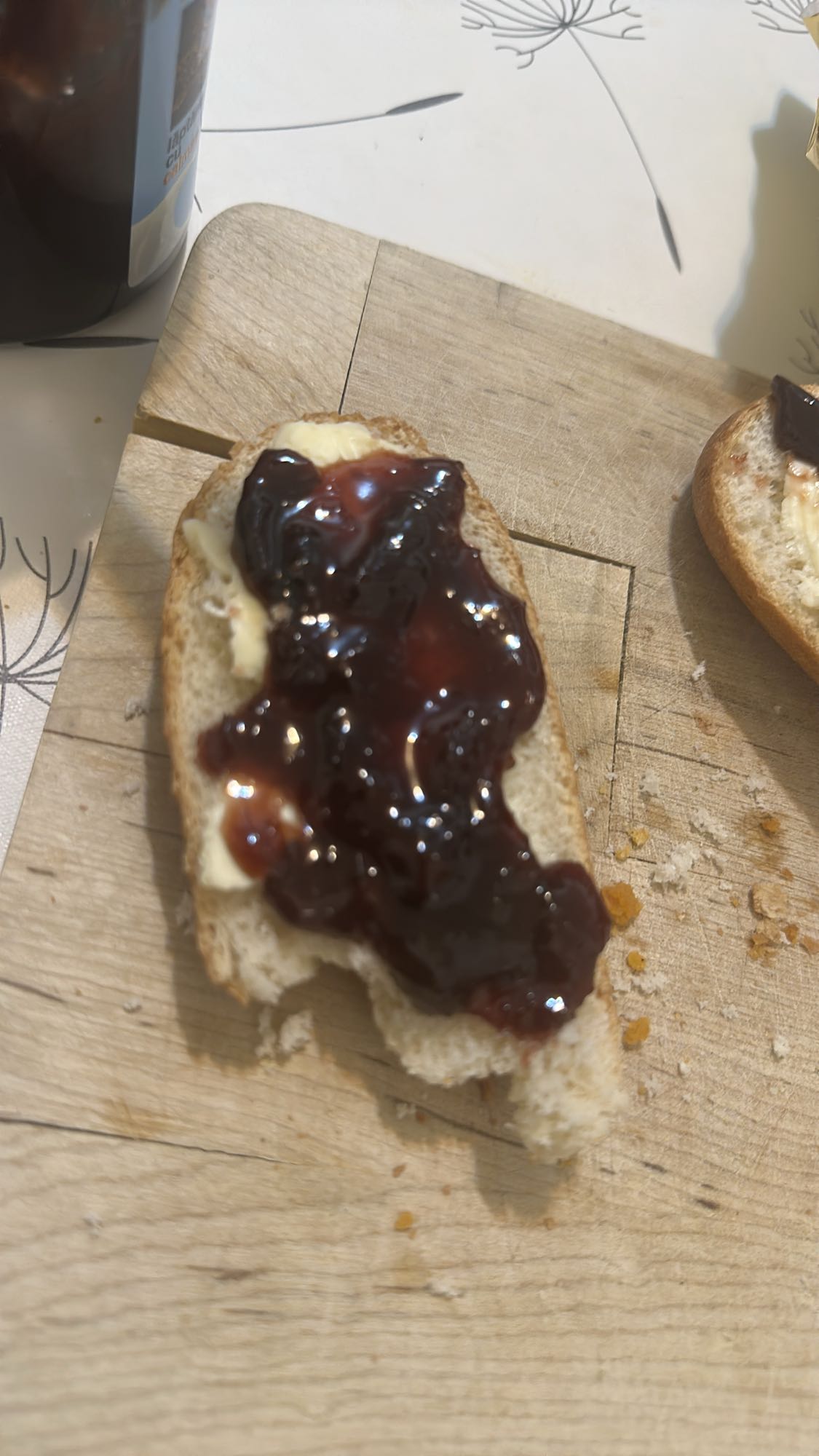 Jam and butter bread