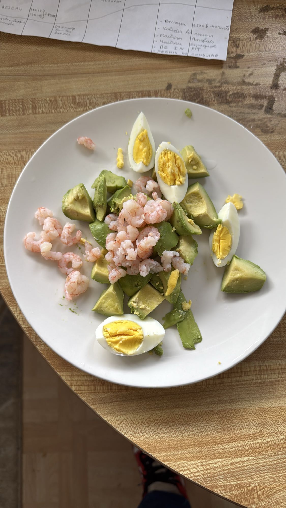 Salade avocat crevettes œufs