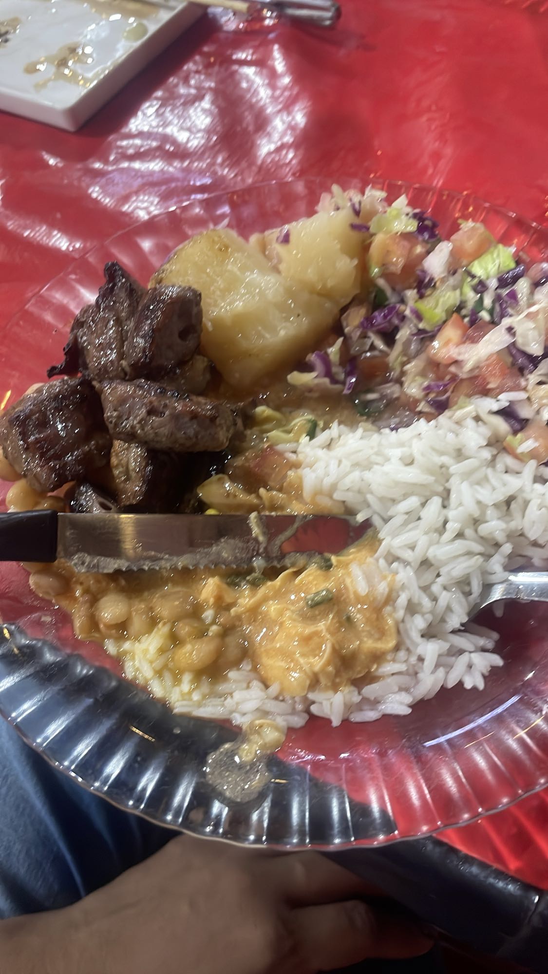 Prato com arroz e carne
