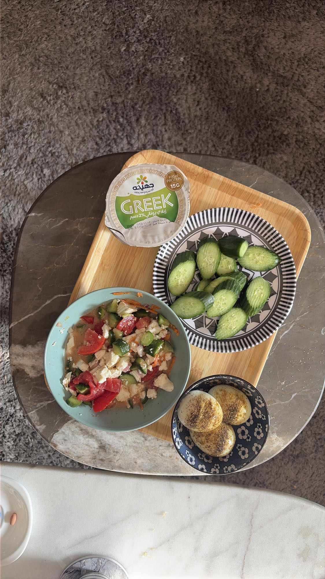 Greek Salad & Eggs Plate