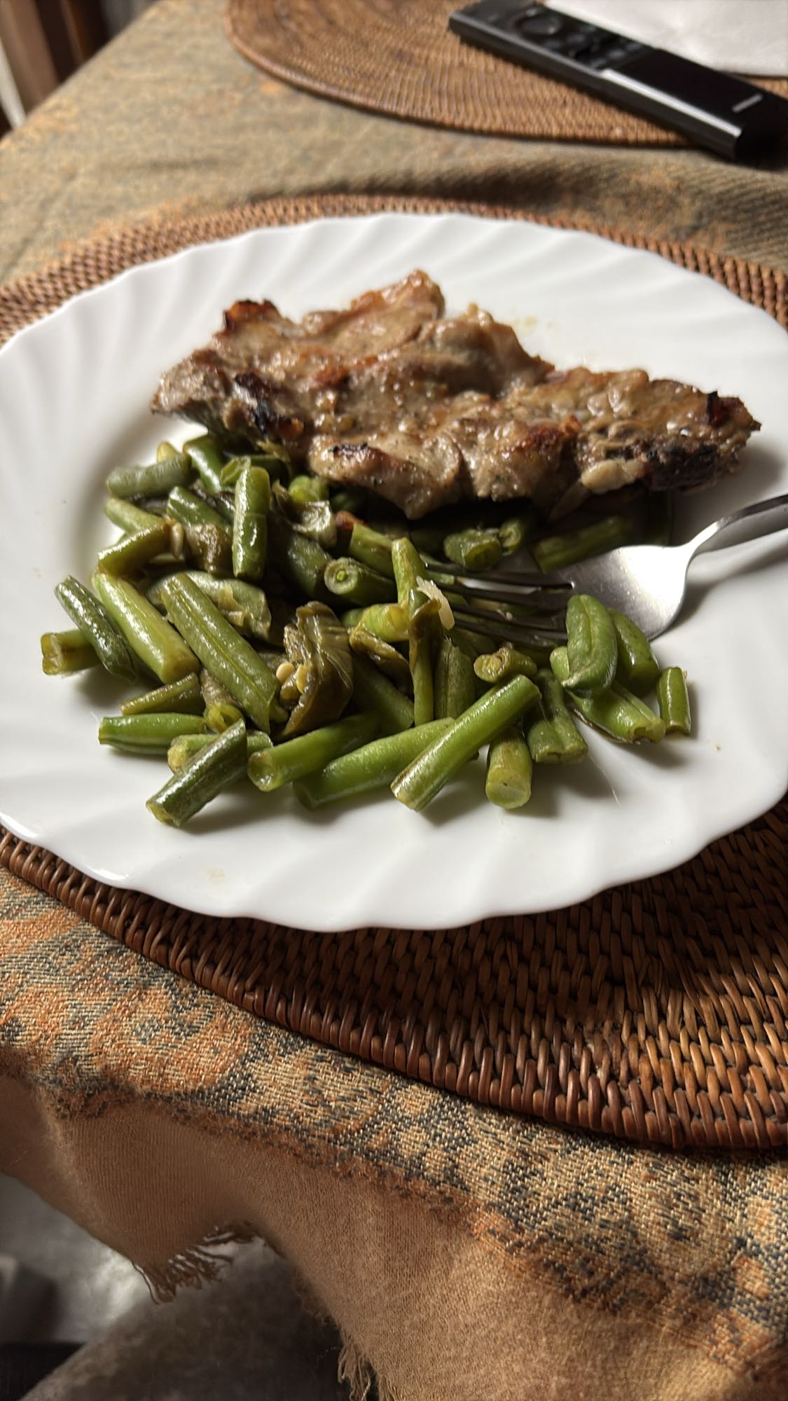 Chuleta con judías verdes