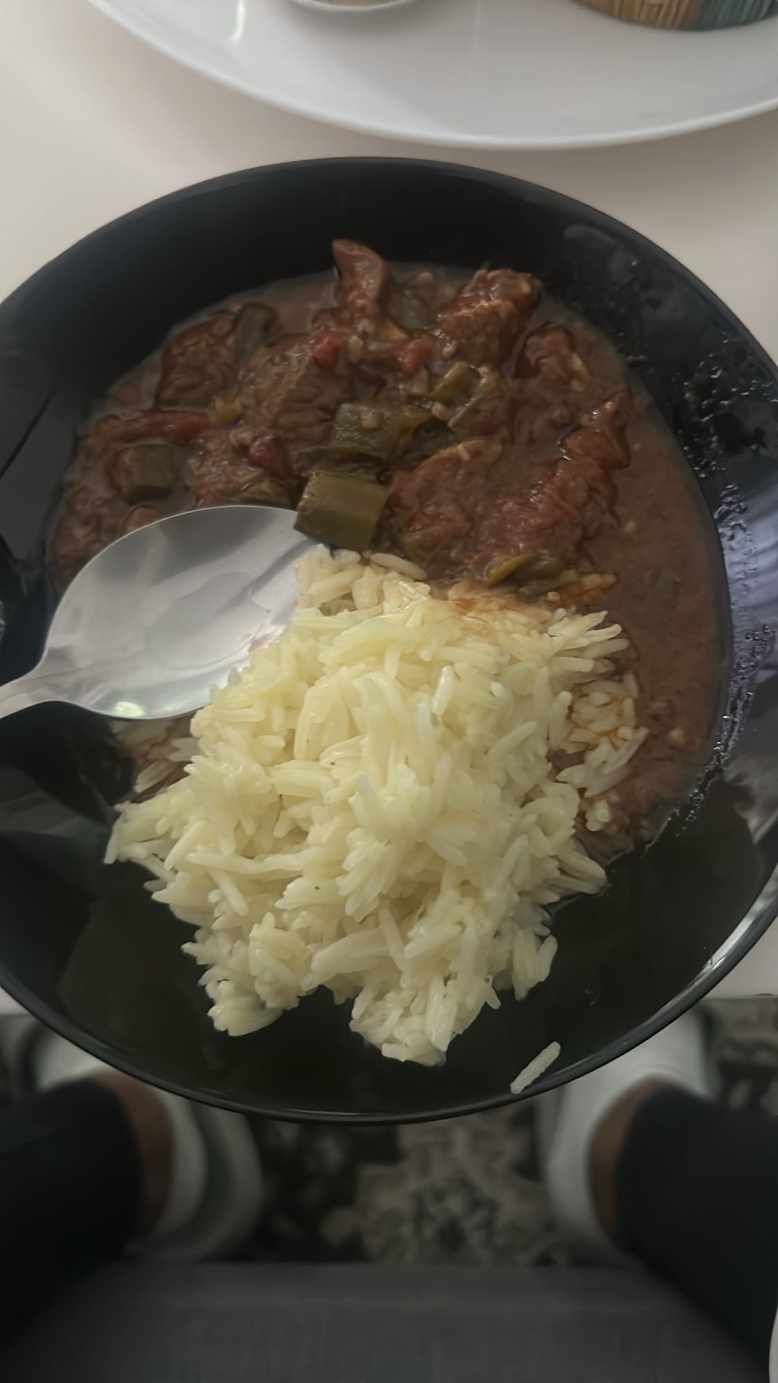 Rijst met rundvleesstoofpot