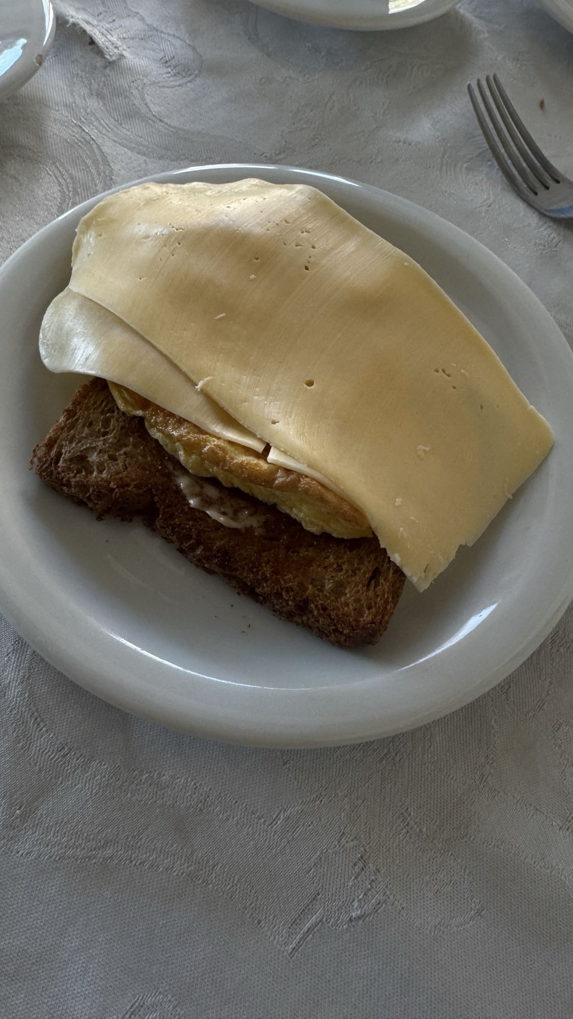 Pão integral com ovo e queijo