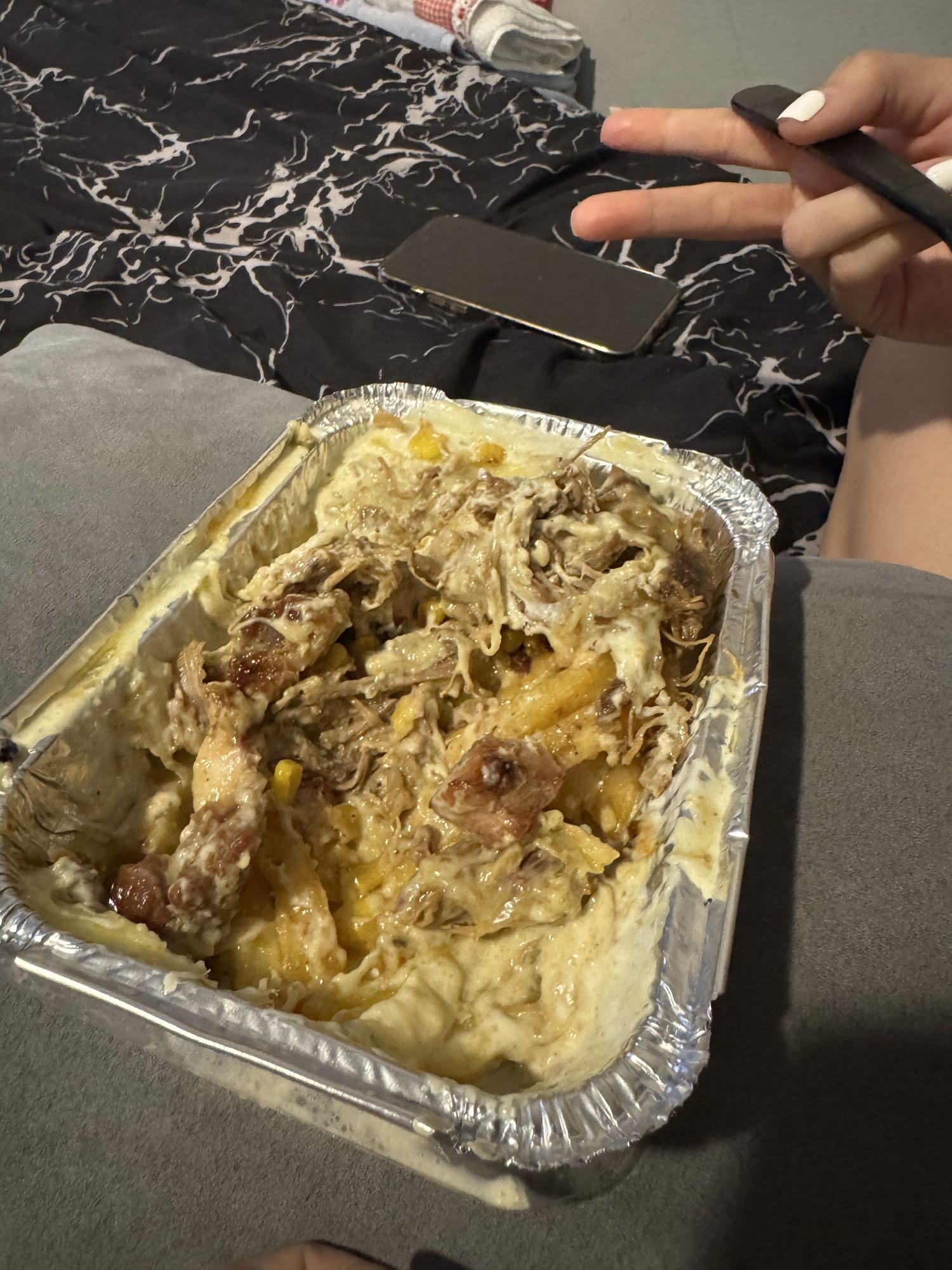 papas con pollo y queso