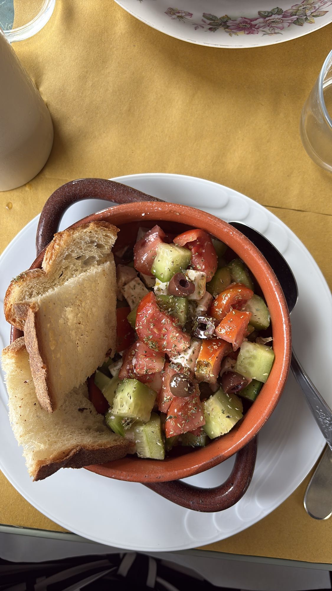 Greek salad with bread