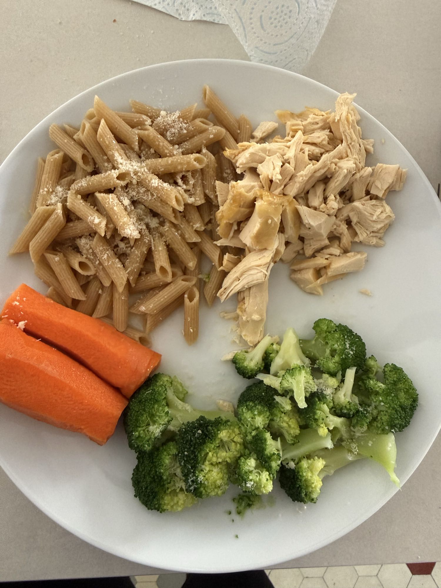 Poulet pâtes légumes