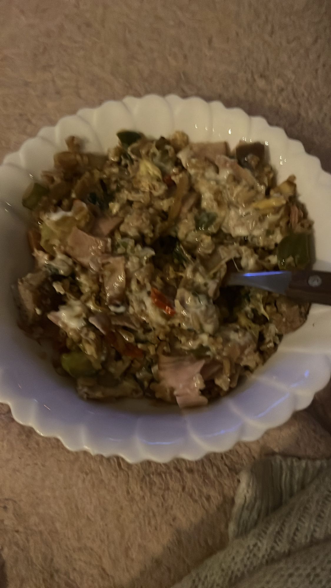 roerbak met groenten en ham