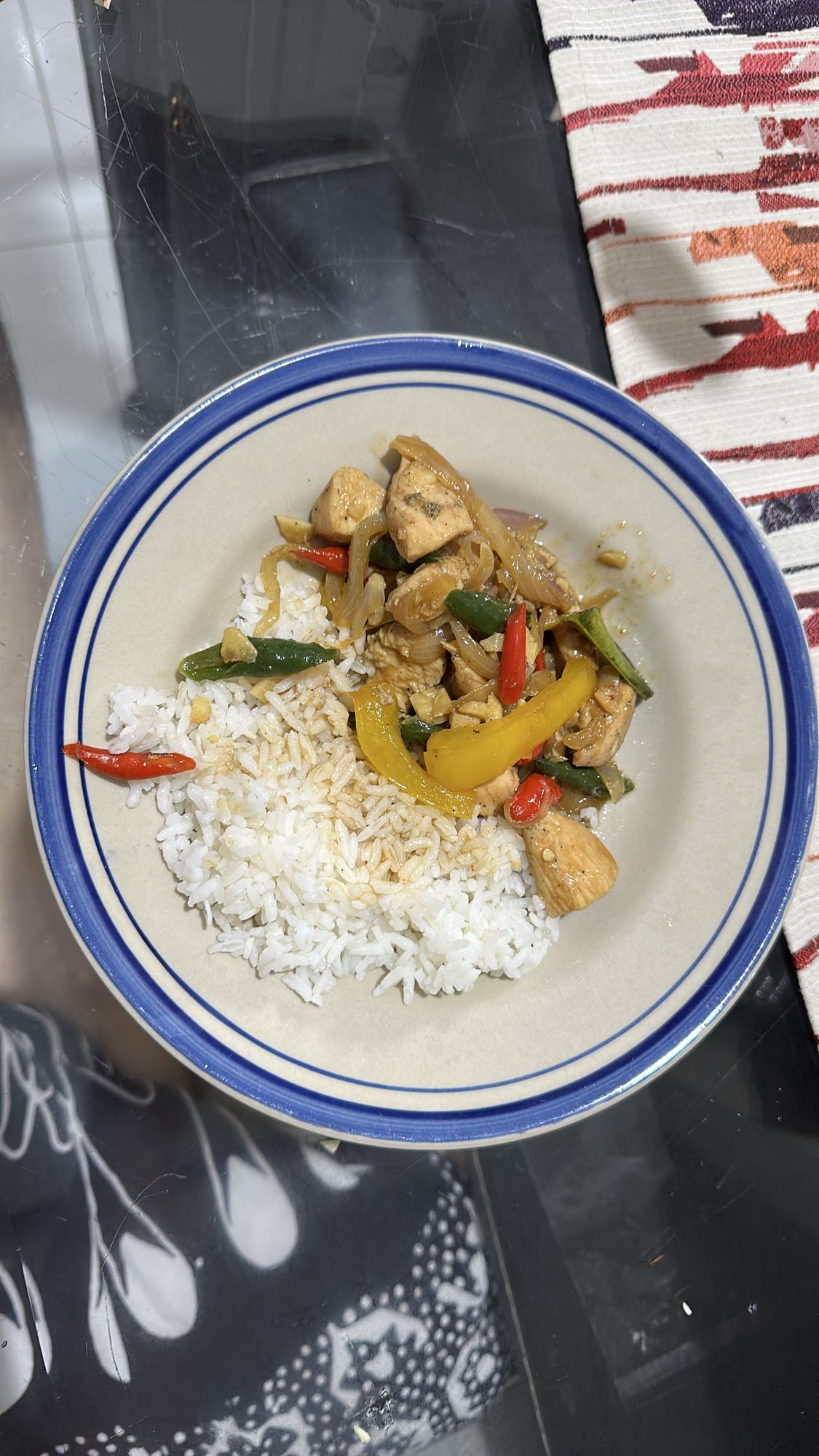Chicken stir-fry with rice