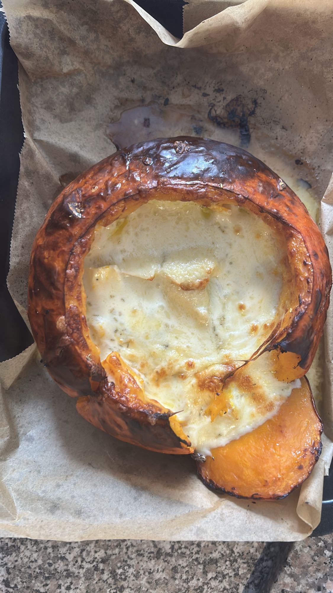 calabaza asada con queso