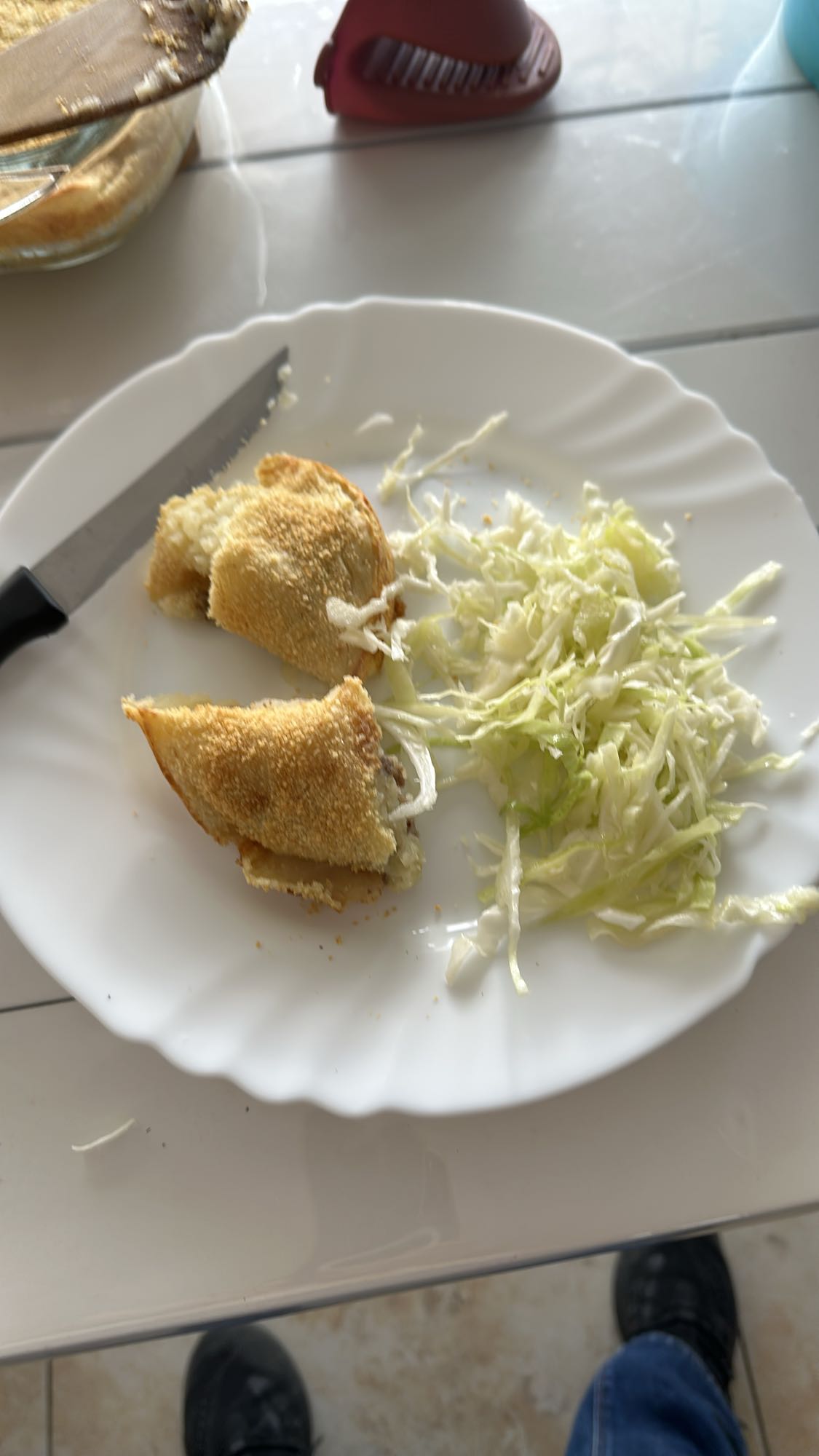Stuffed pastry & cabbage