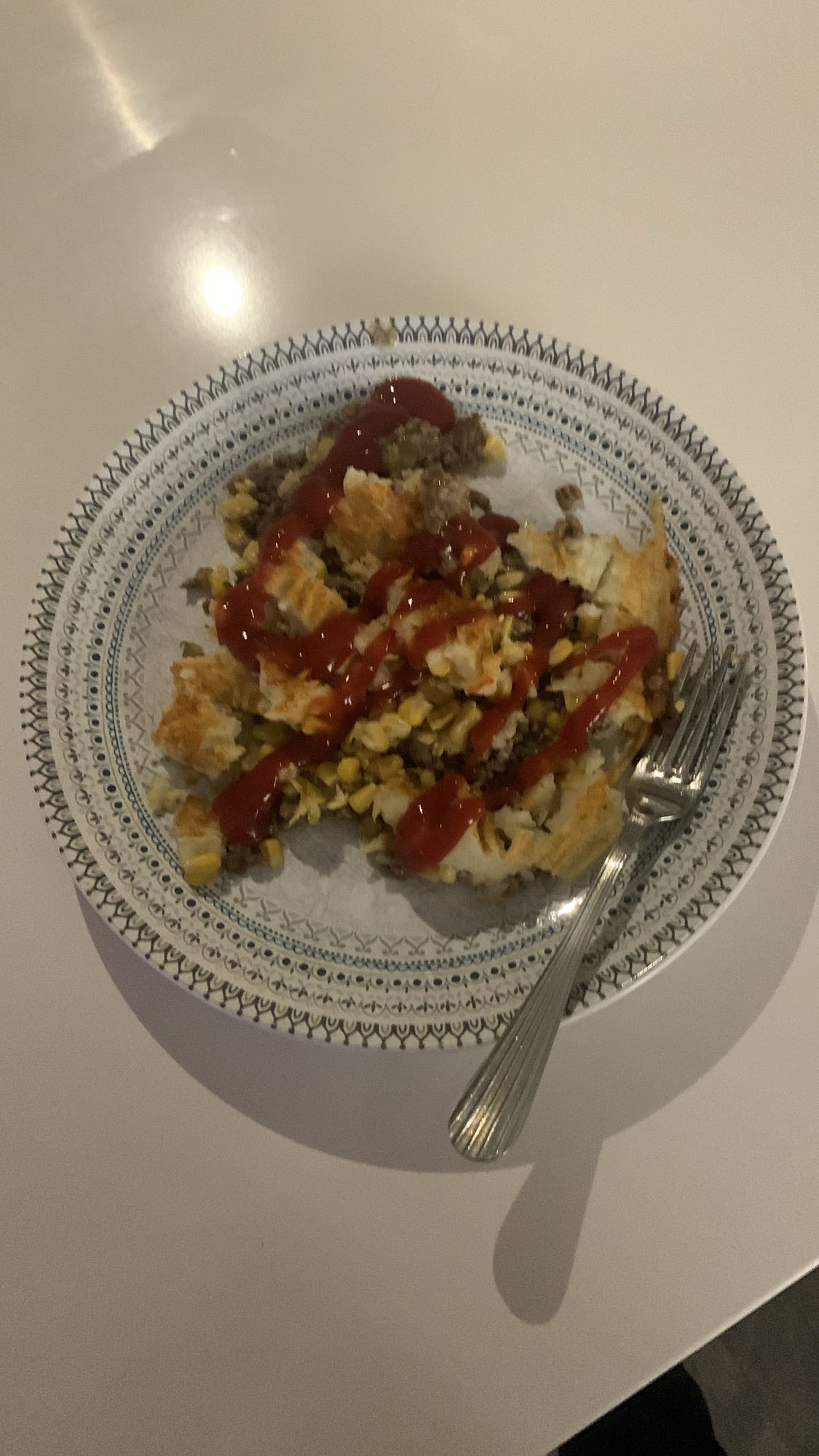 Hachis parmentier ketchup